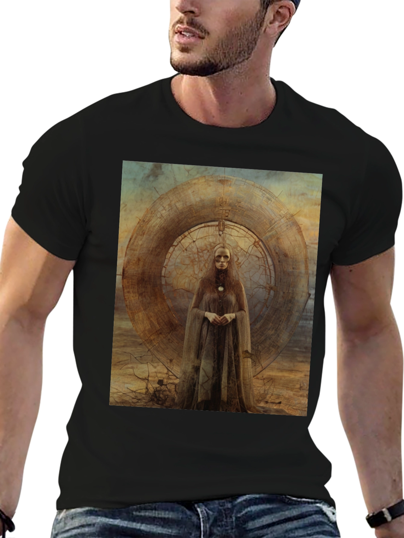 Abstract Art Graphic Tee - Black