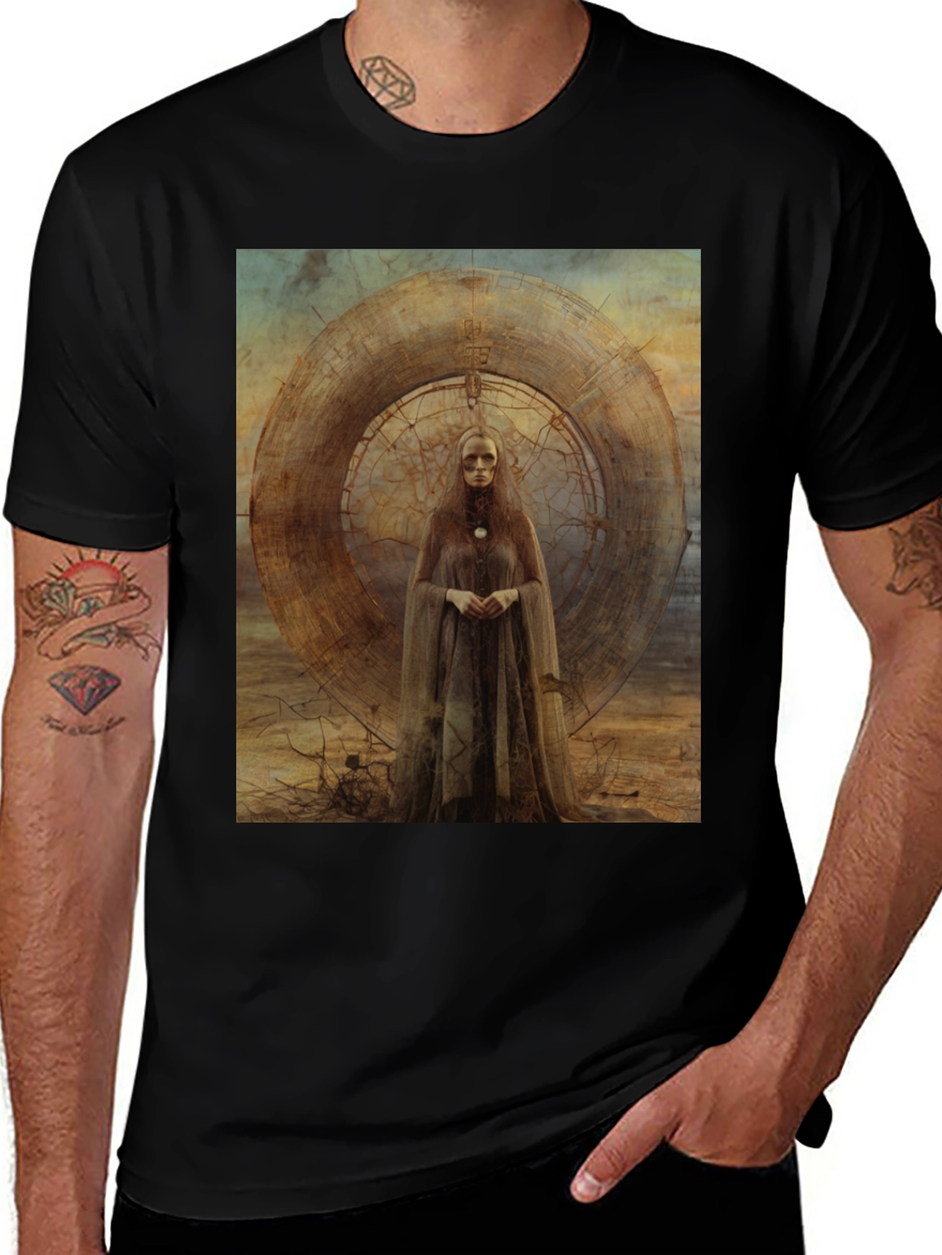 Abstract Art Graphic Tee - Black