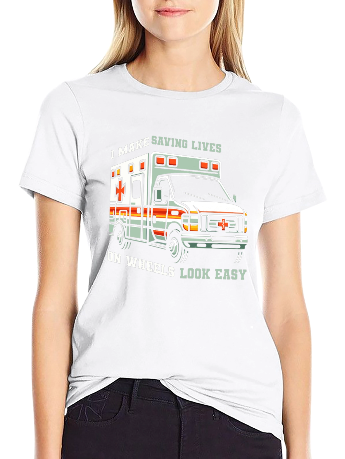 Saving Lives Ambulance Graphic Tee - Black