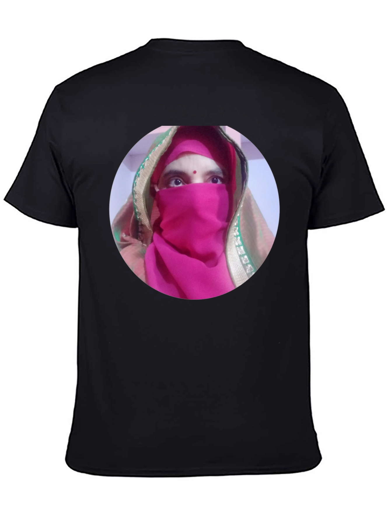 Black T-Shirt with Unique Face Design
