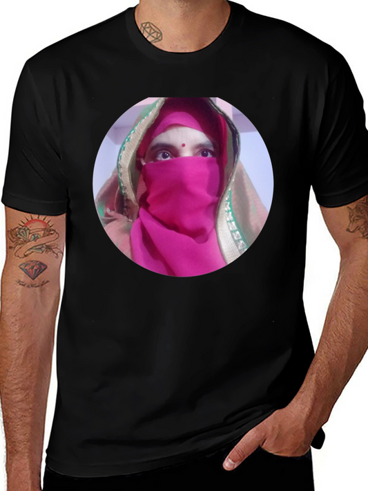 Black T-Shirt with Unique Face Design