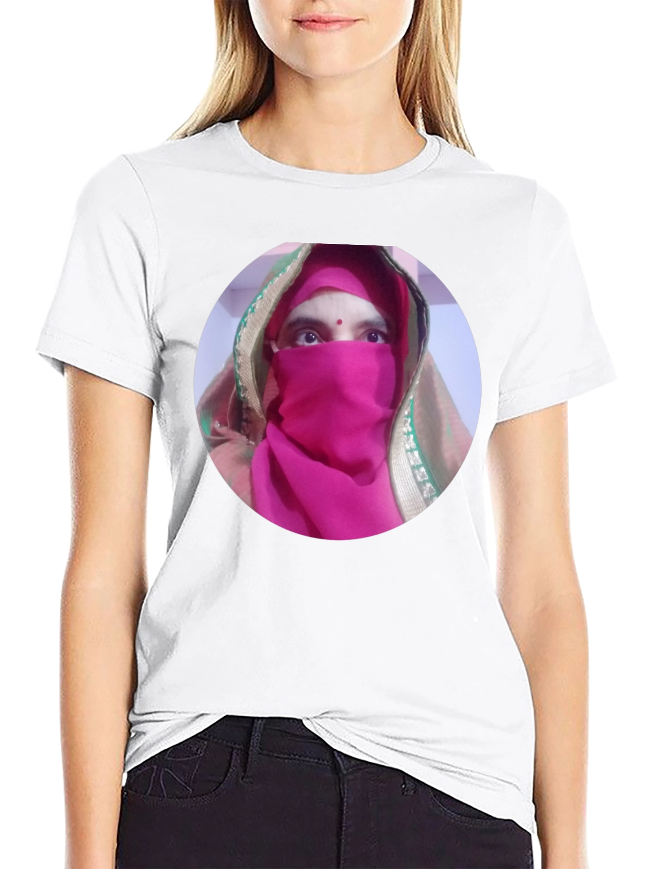 Black T-Shirt with Unique Face Design