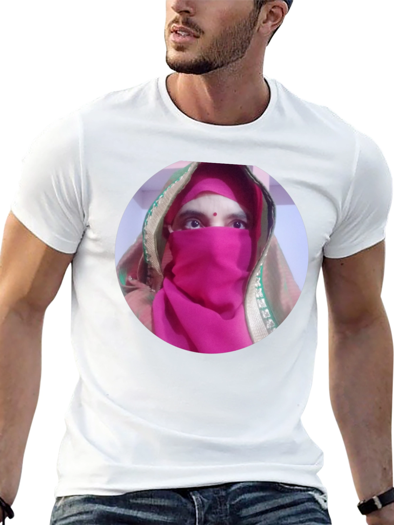 Black T-Shirt with Unique Face Design