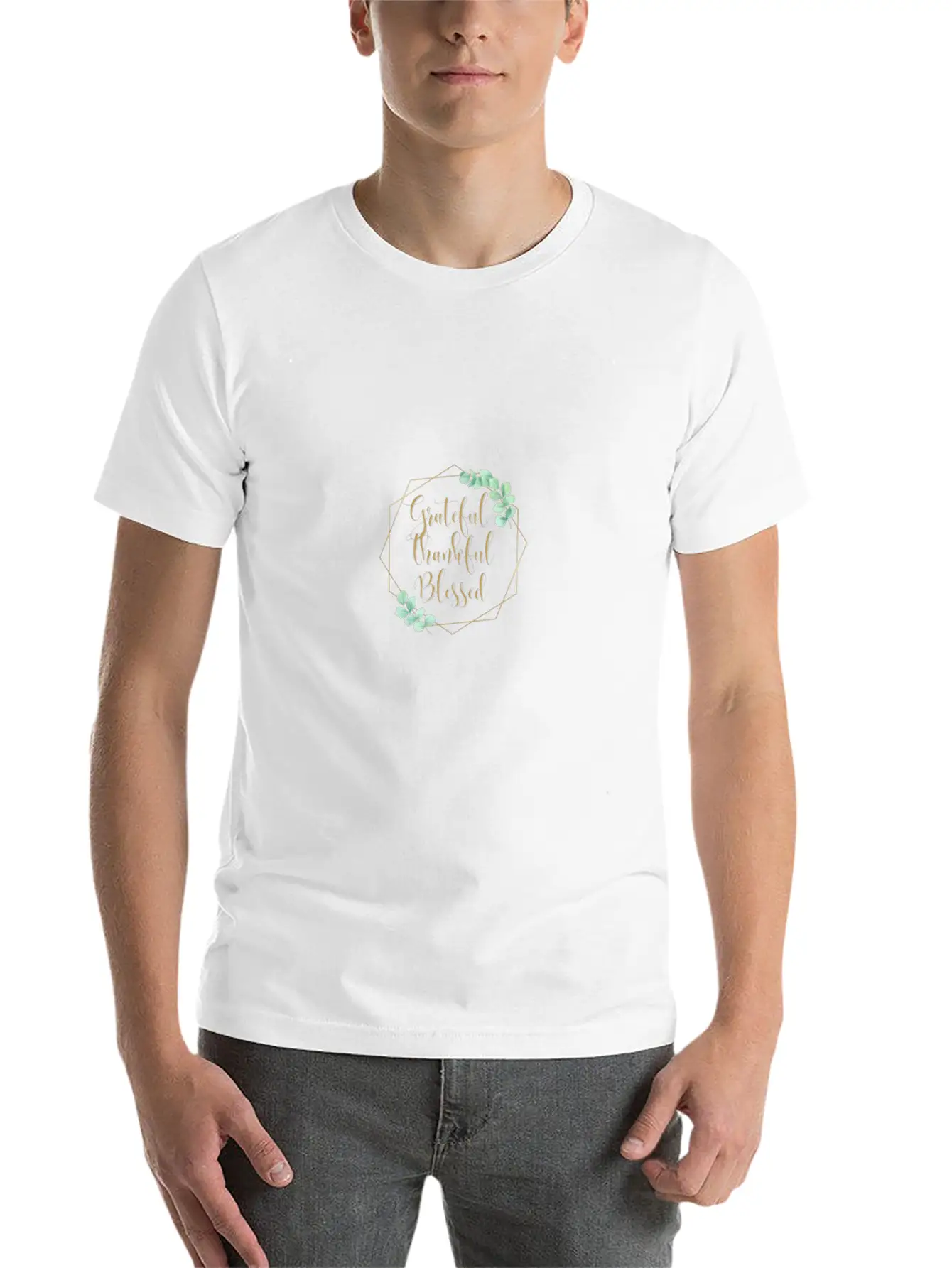 Grateful Thankful Blessed Thanksgiving Leaf Print Unisex Casual T-Shirt – Clean Design For Daily Comfort