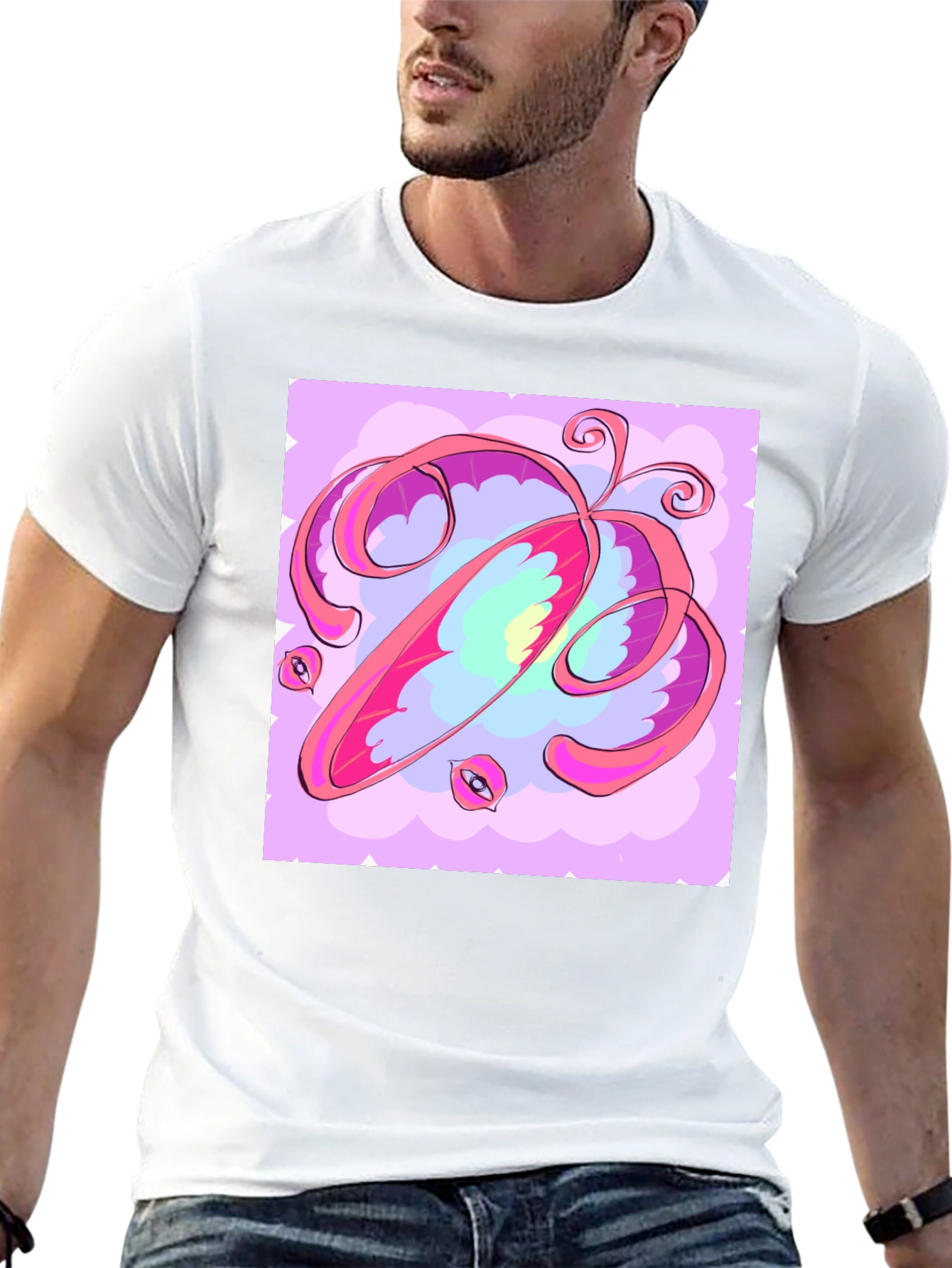 Abstract Art Graphic Tee - Soft Black Cotton Shirt
