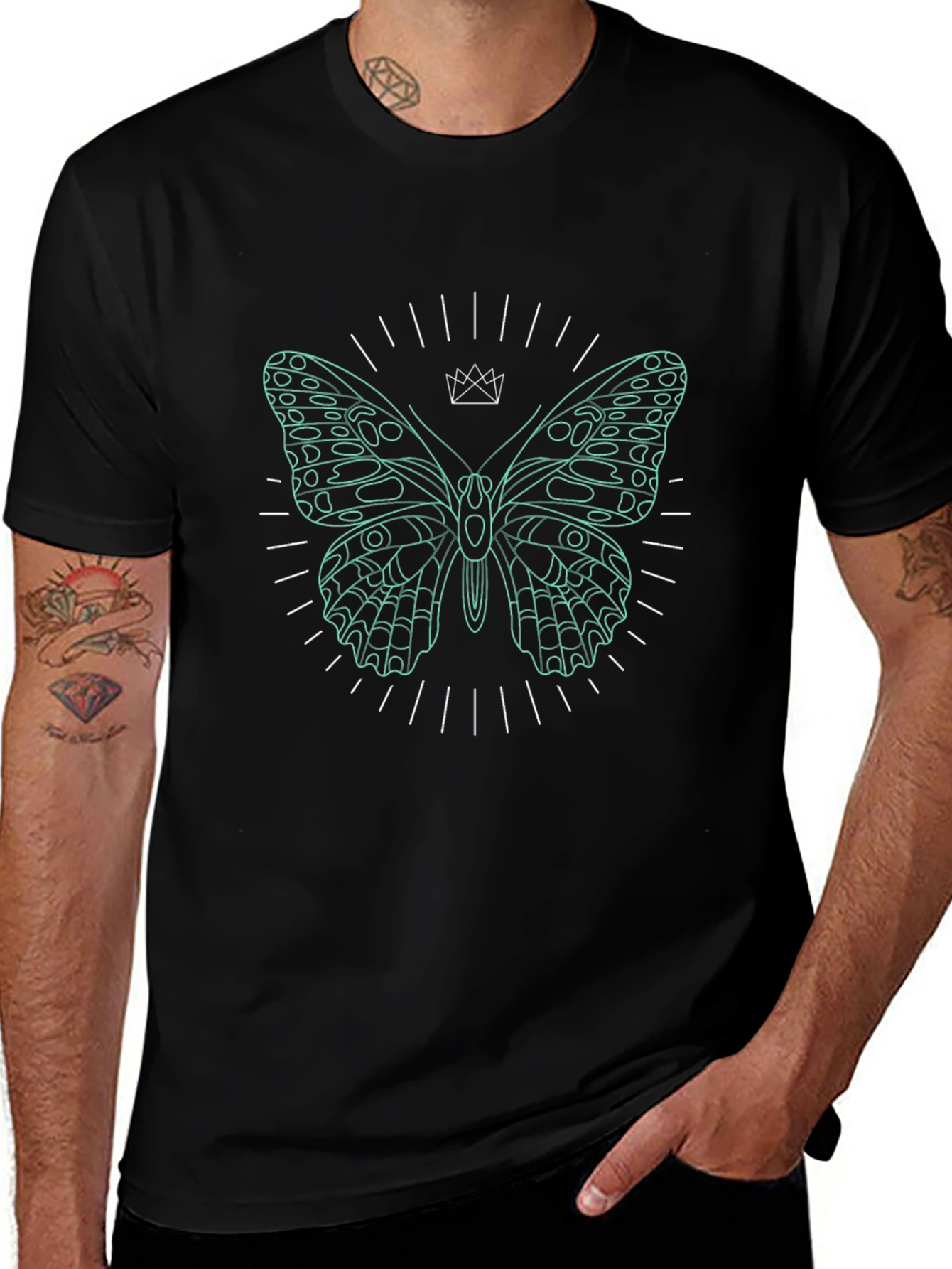 Butterfly Crown Graphic Tee - Modern Black T-Shirt