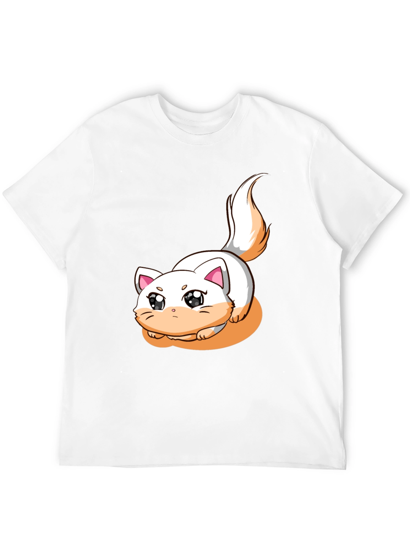 Cute Cartoon Cat Graphic T-Shirt - Black