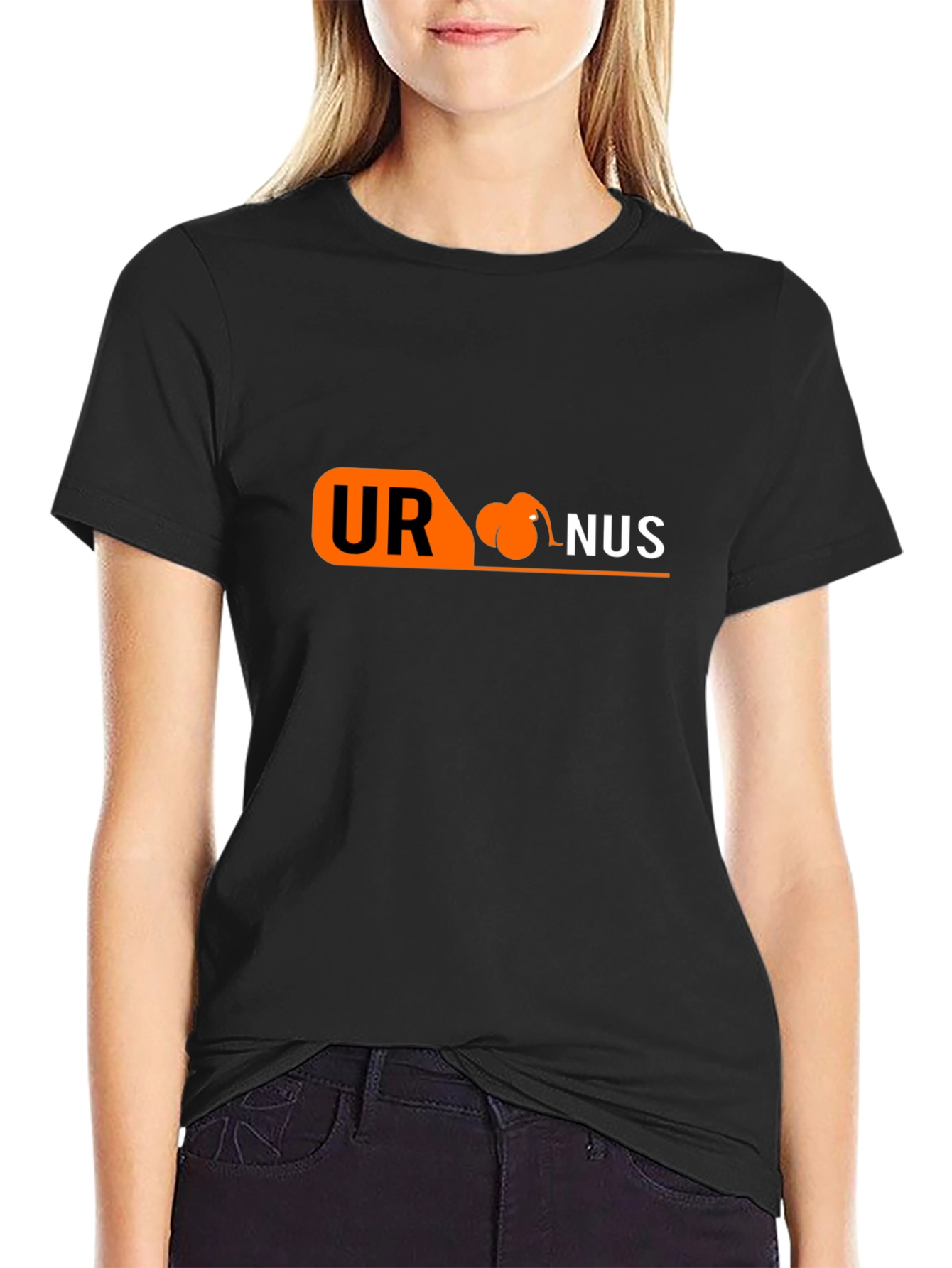 Humorous Uranus Graphic Tee - Black