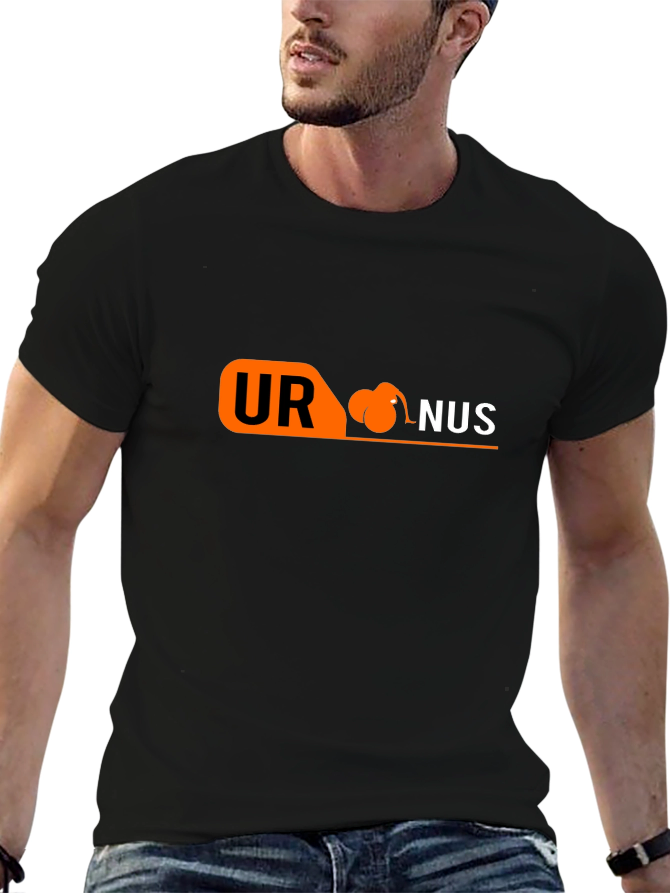Humorous Uranus Graphic Tee - Black