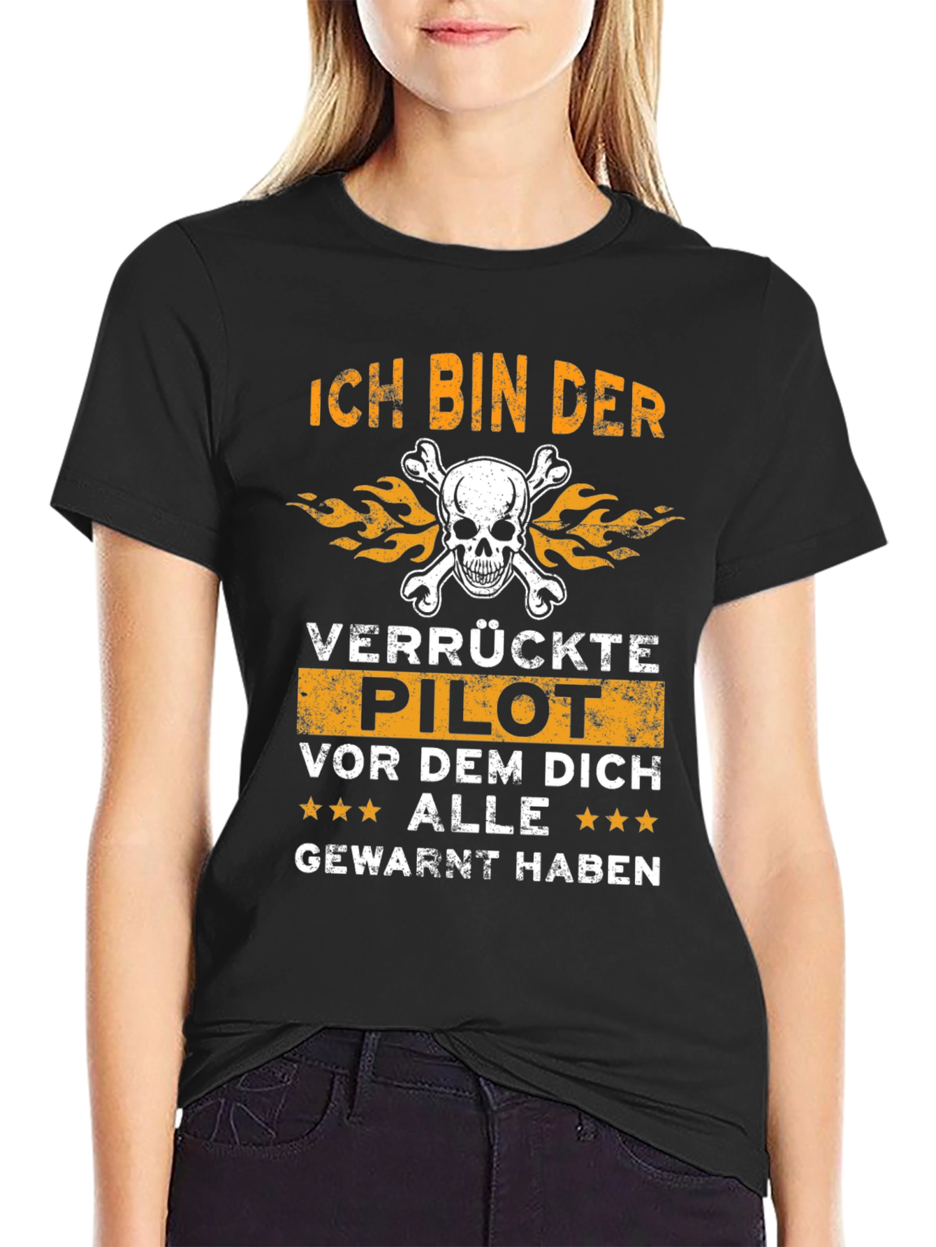 Ich Bin Der Verruckte Pilot Black Graphic T-Shirt