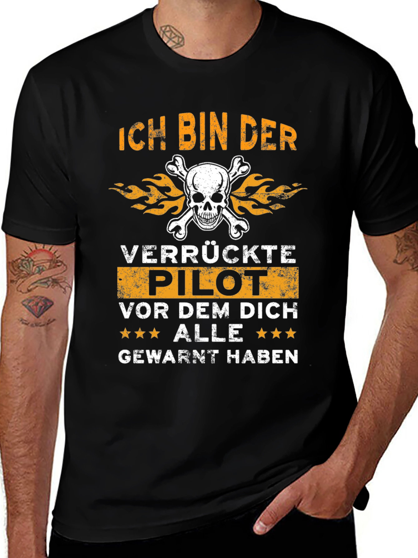 Ich Bin Der Verruckte Pilot Black Graphic T-Shirt