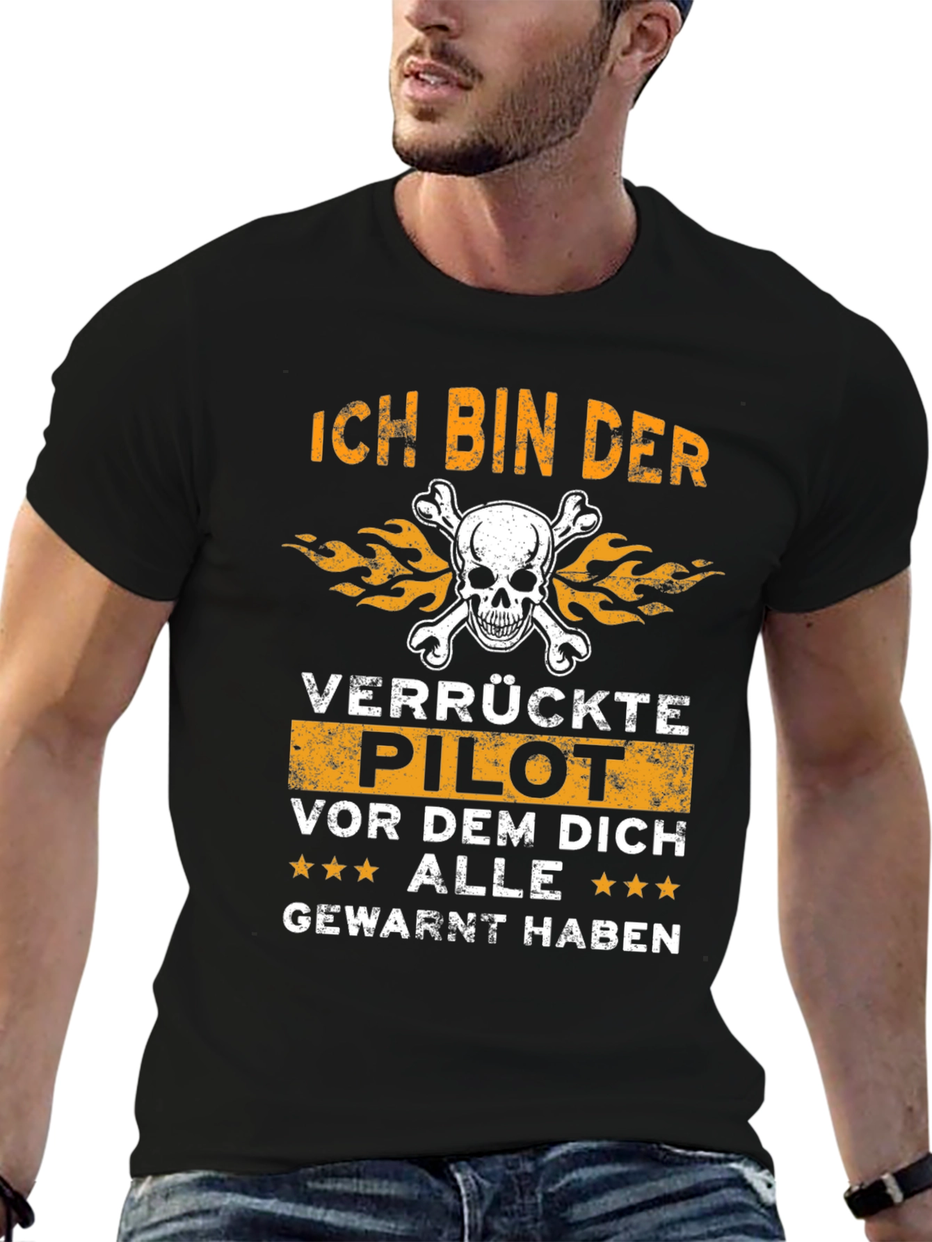 Ich Bin Der Verruckte Pilot Black Graphic T-Shirt