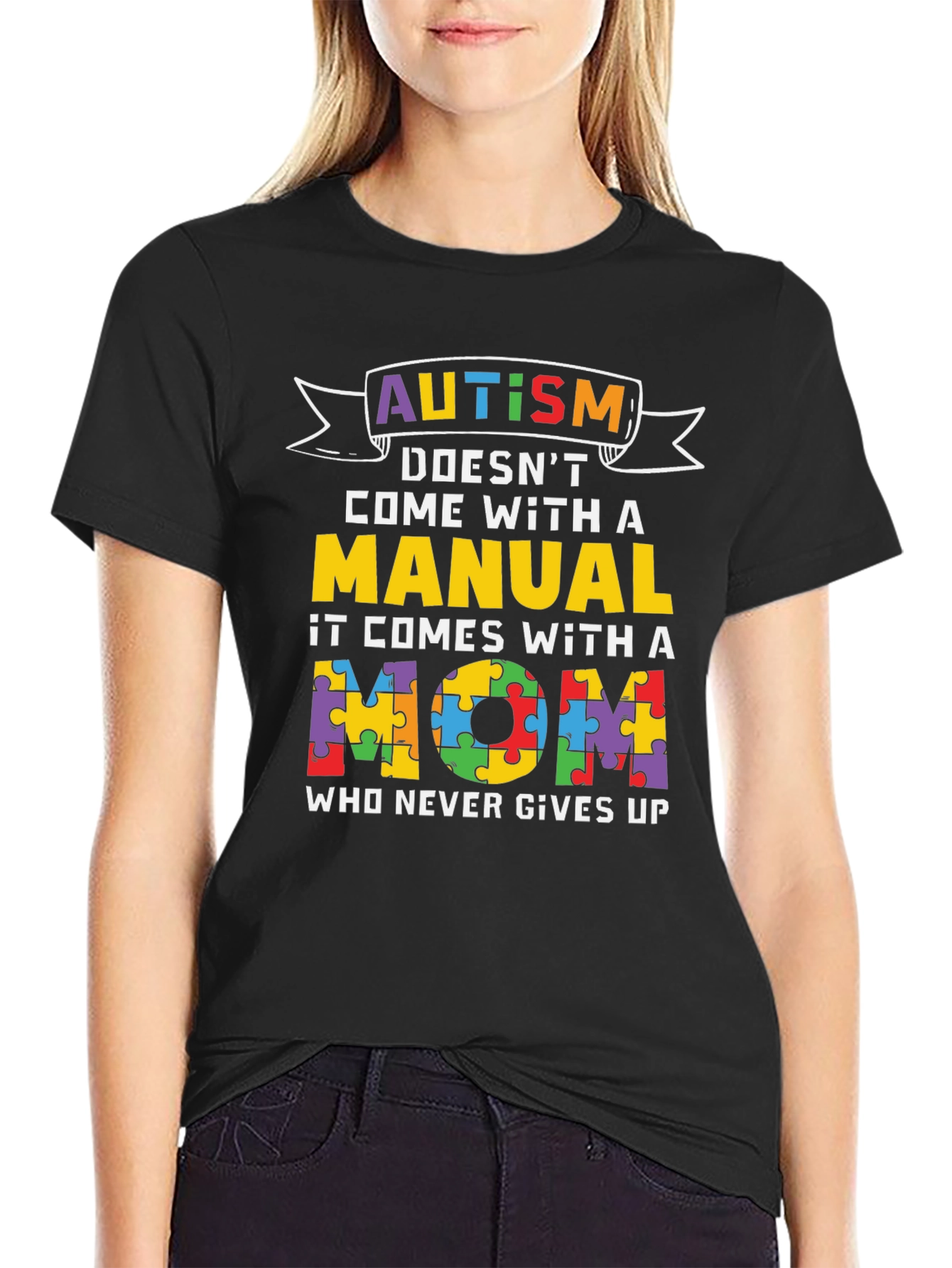 Autism Mom T-Shirt - Puzzle Piece Design
