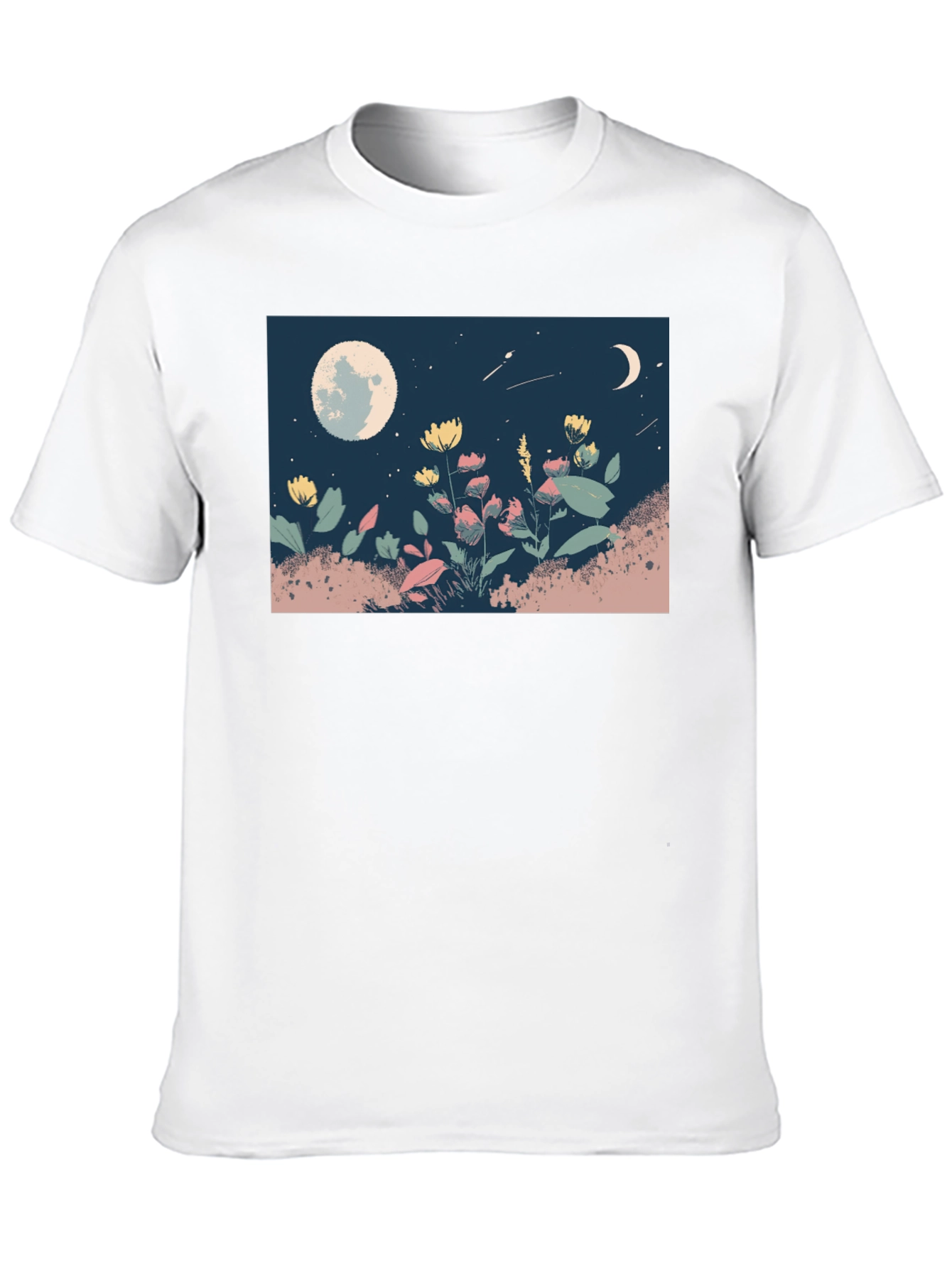Moonlit Meadow Graphic Tee - Black Casual Shirt
