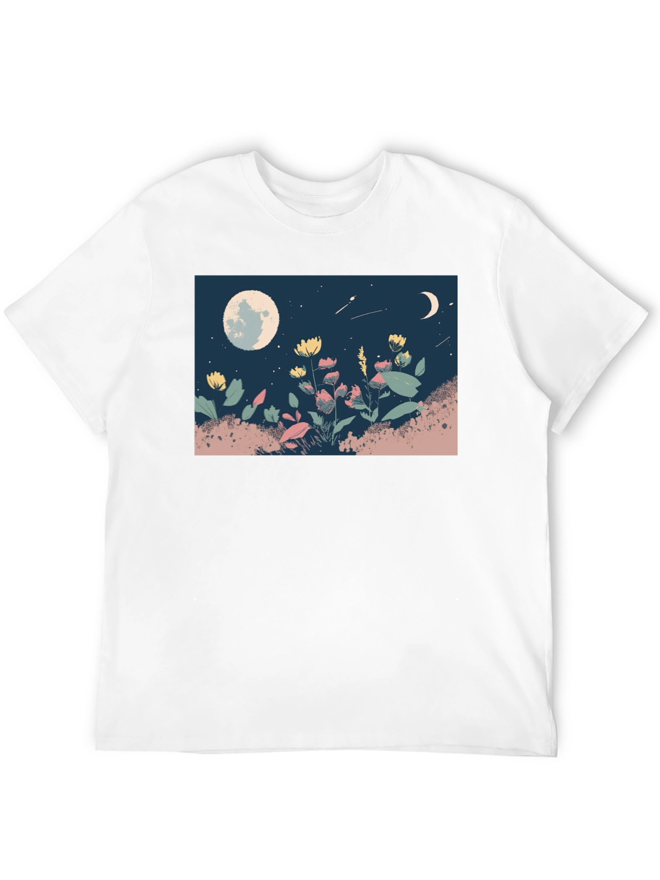 Moonlit Meadow Graphic Tee - Black Casual Shirt