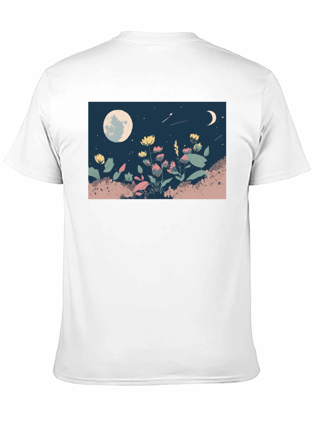 Moonlit Meadow Graphic Tee - Black Casual Shirt