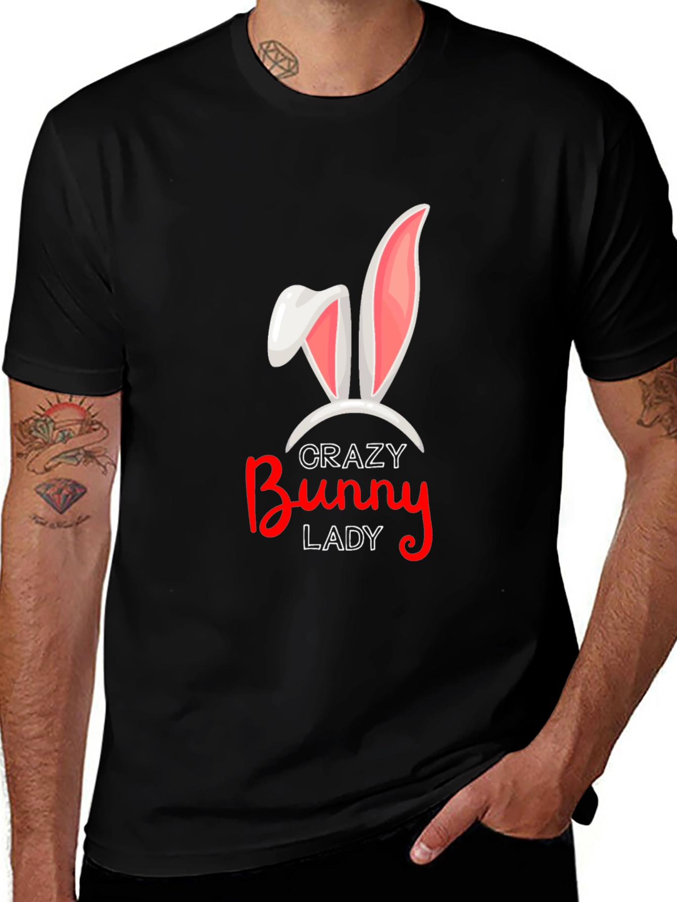 Crazy Bunny Lady T-Shirt Black