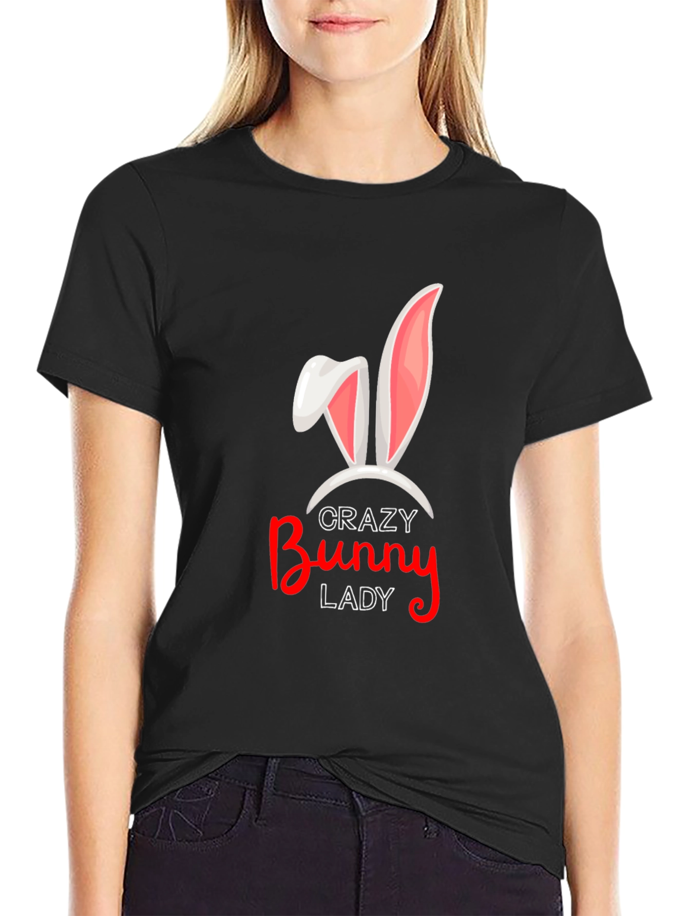 Crazy Bunny Lady T-Shirt Black