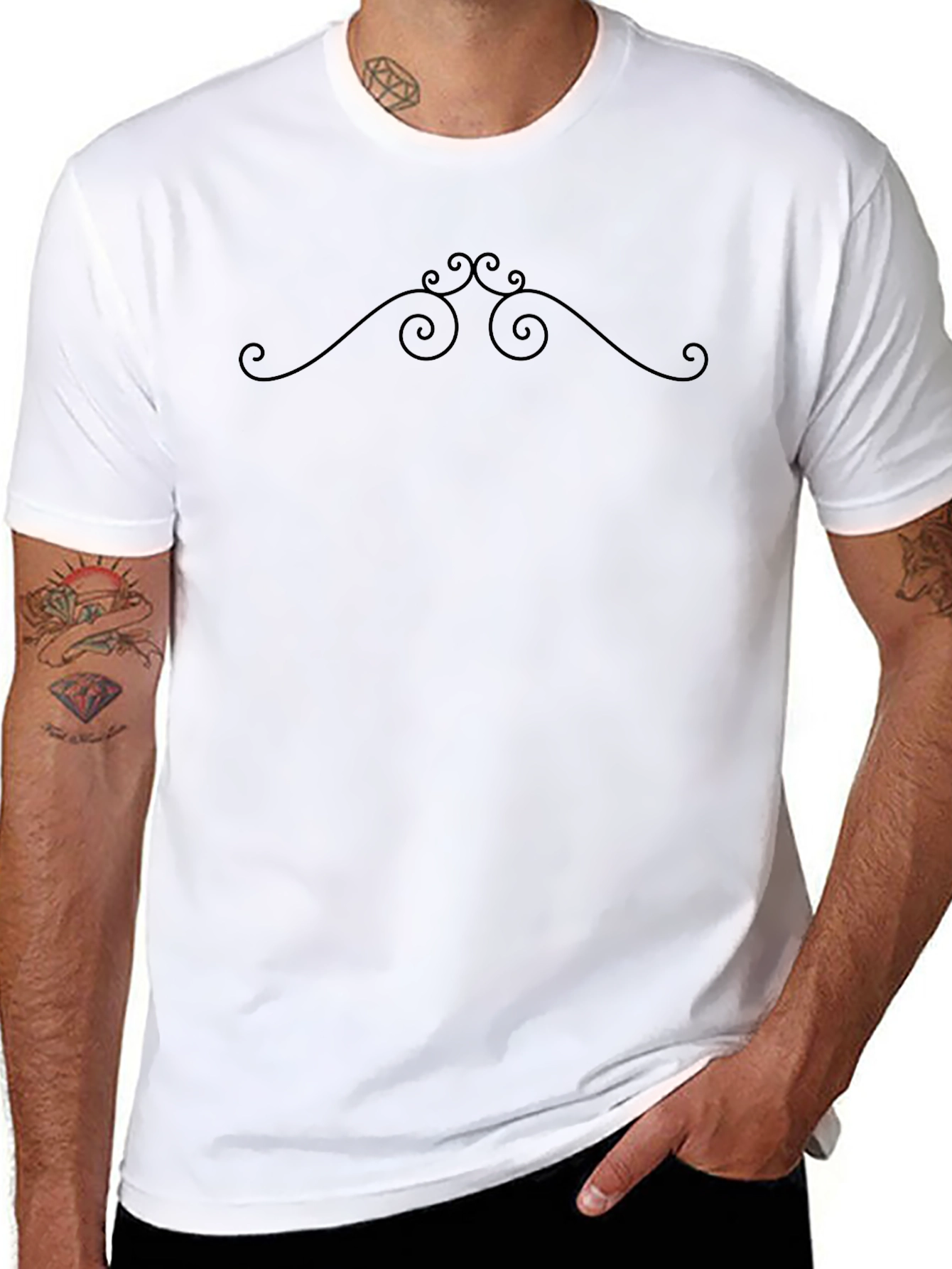 Elegant Swirl Graphic Black T-Shirt