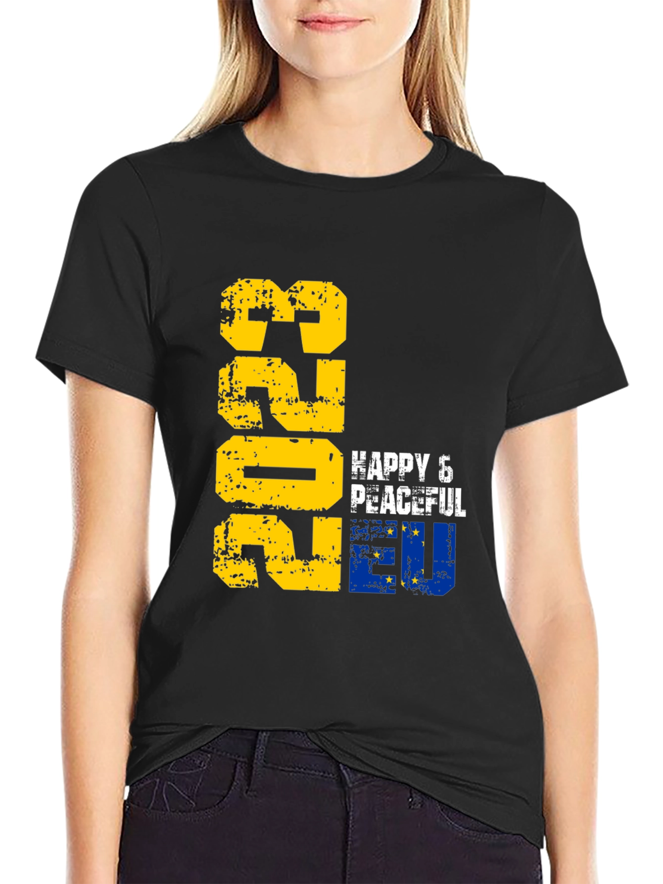 Happy & Peaceful EU 2023 Black T-Shirt