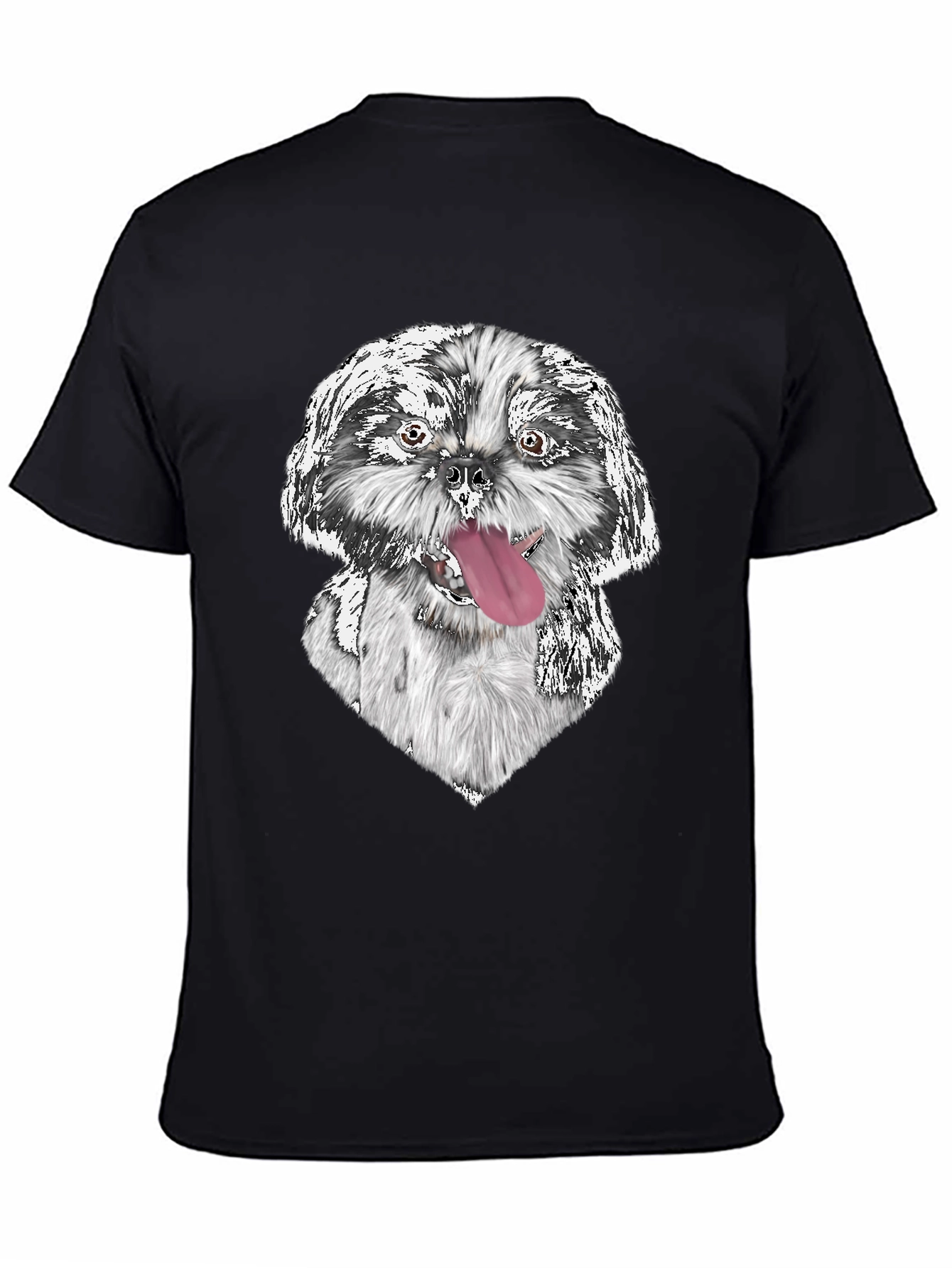 Dog Graphic Print Black Tee
