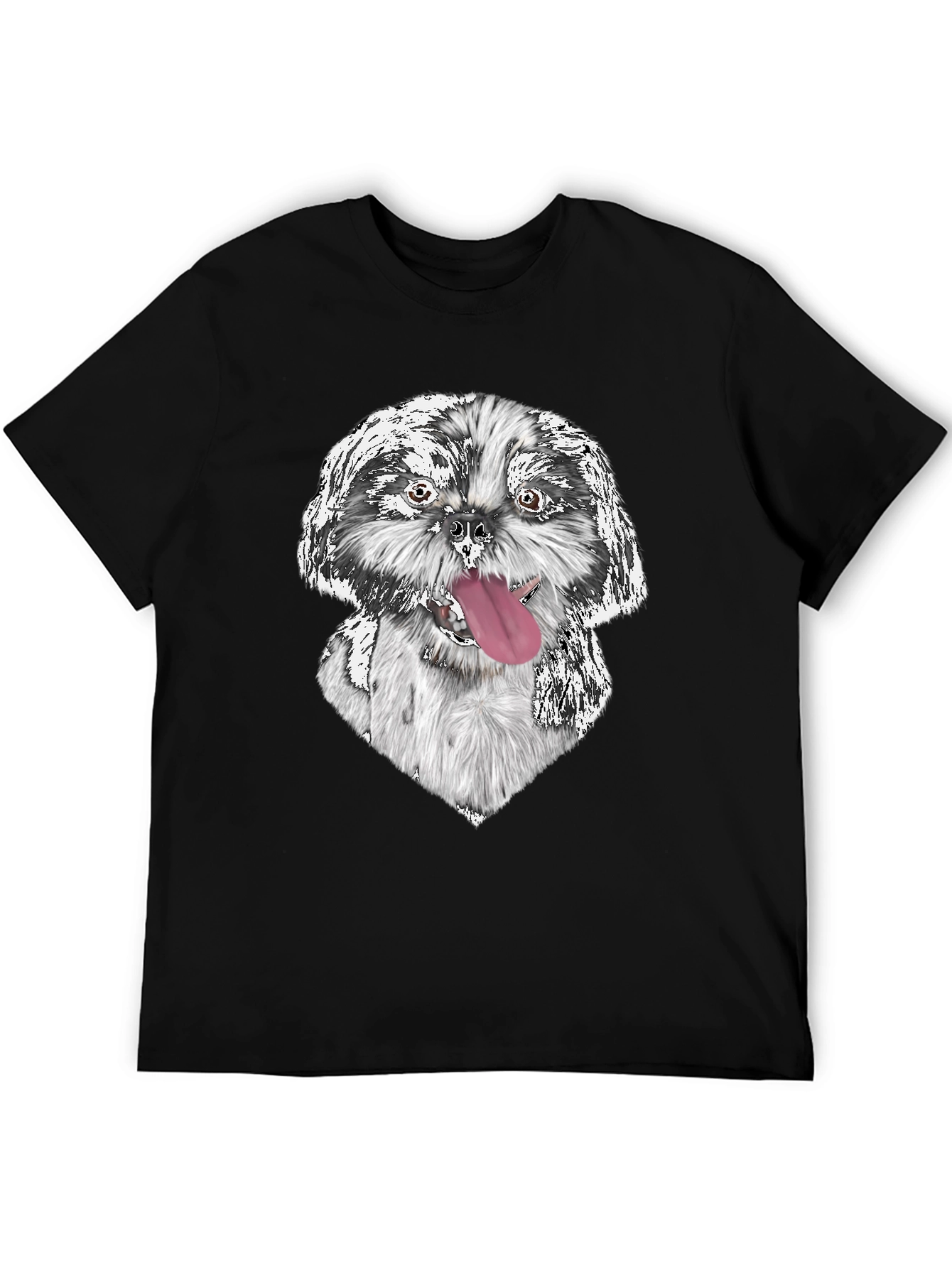 Dog Graphic Print Black Tee