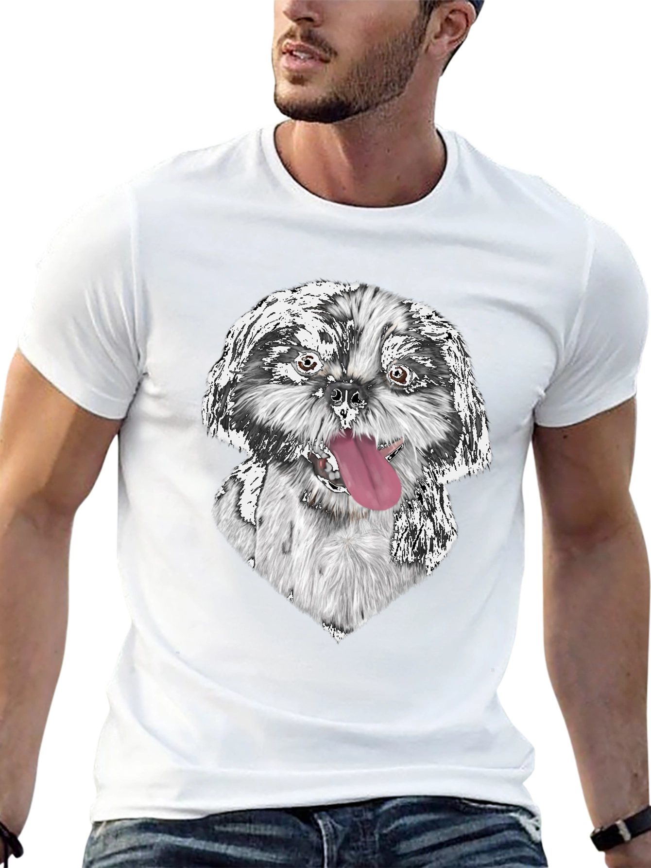 Dog Graphic Print Black Tee