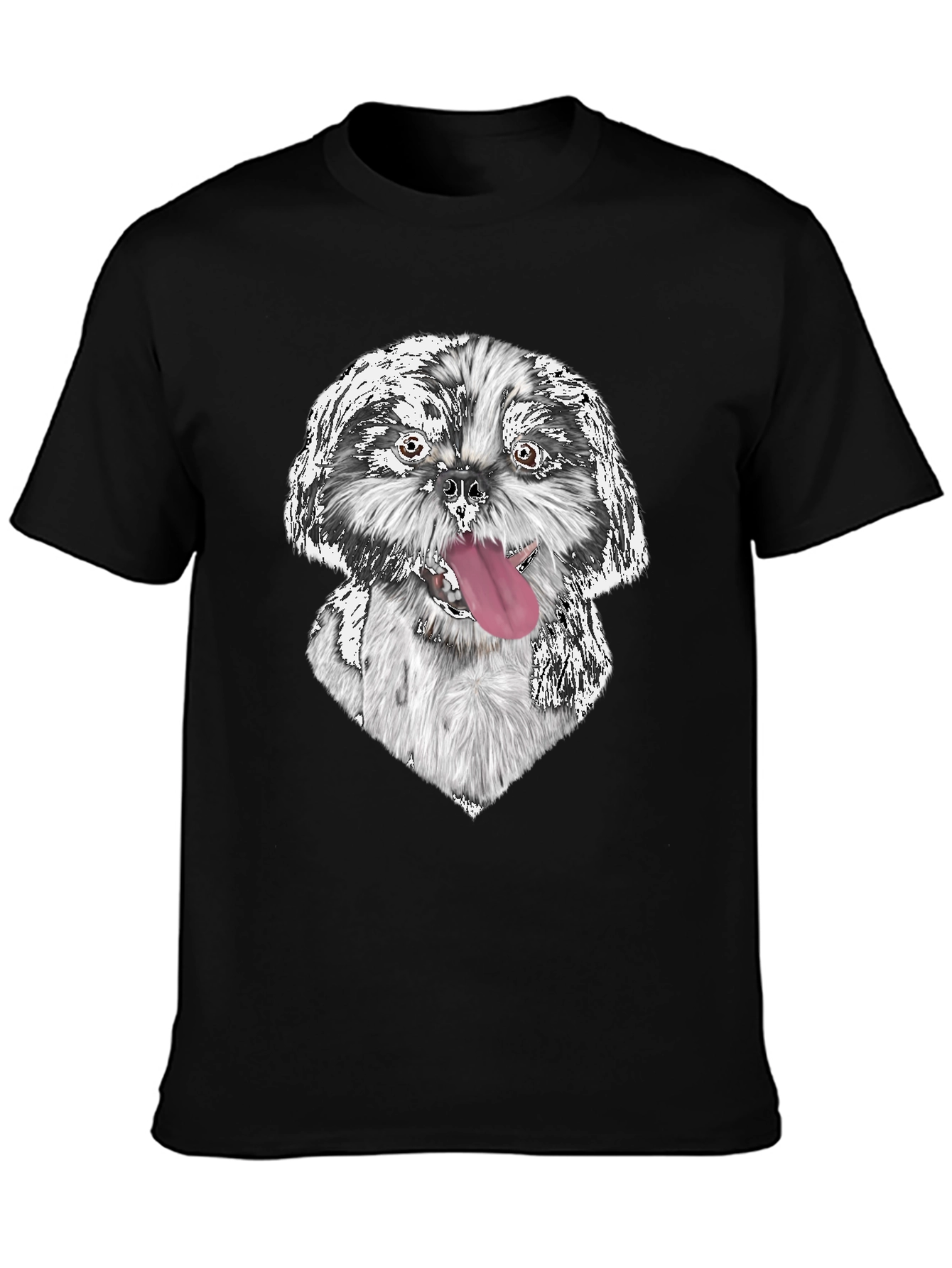 Dog Graphic Print Black Tee