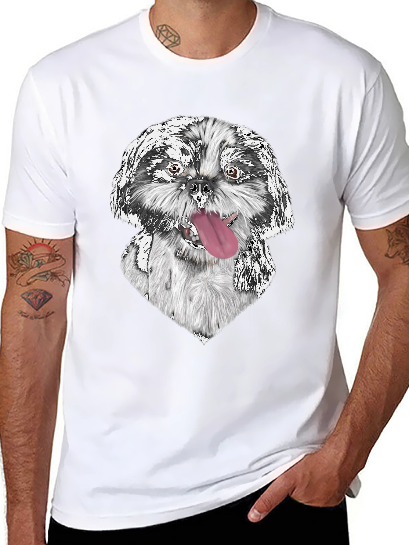 Dog Graphic Print Black Tee