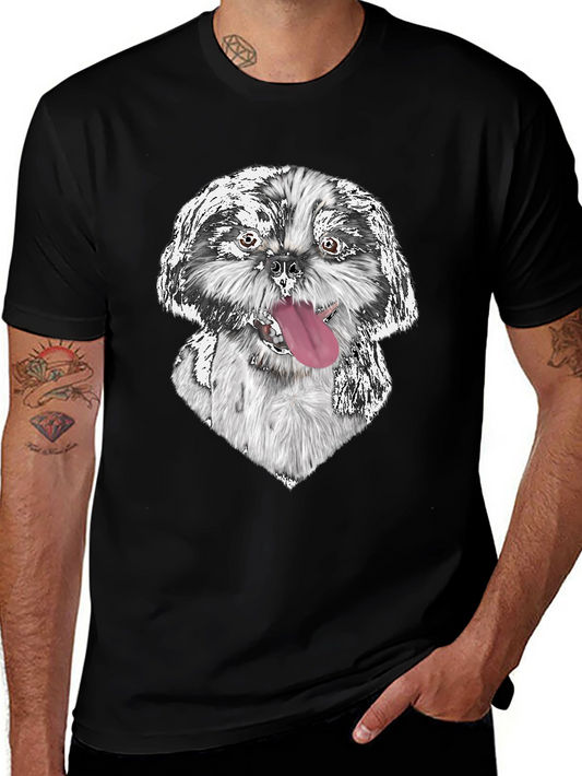 Dog Graphic Print Black Tee