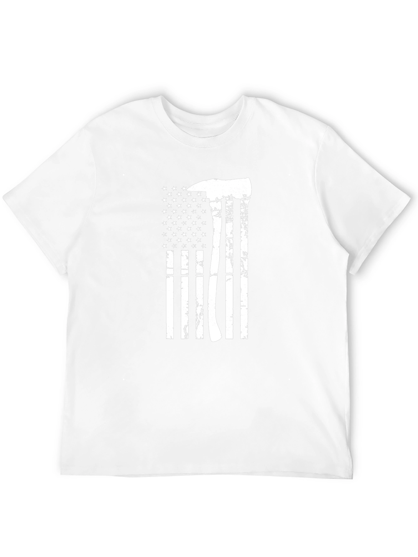 Firefighter Axe USA Flag Graphic Black T-Shirt