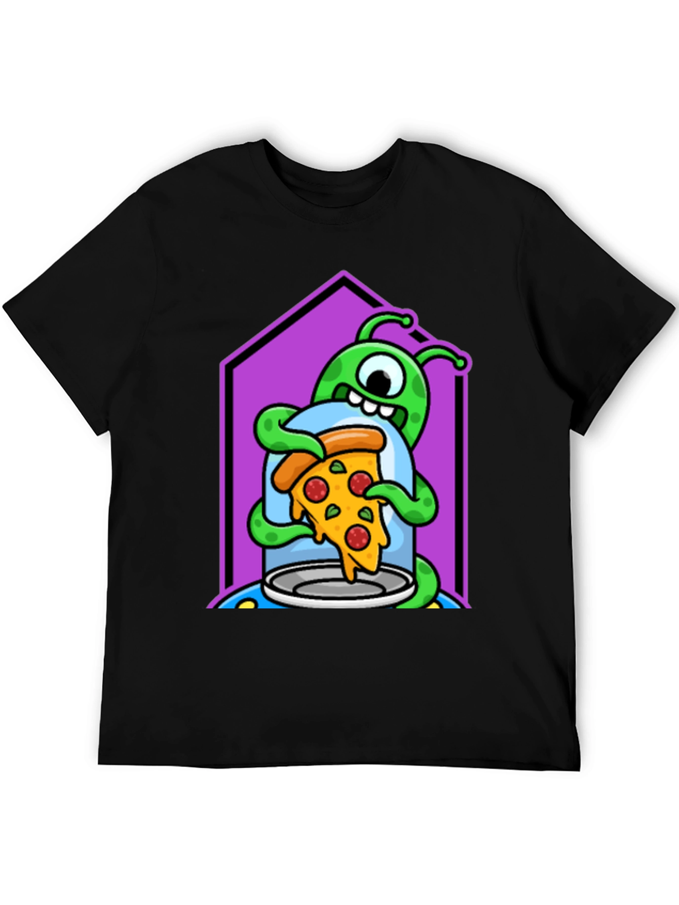 Alien Pizza Lover Graphic T-Shirt