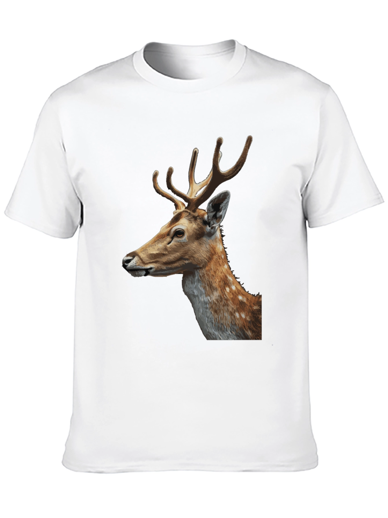 Deer Graphic Tee - Black Cotton Animal Print T-Shirt