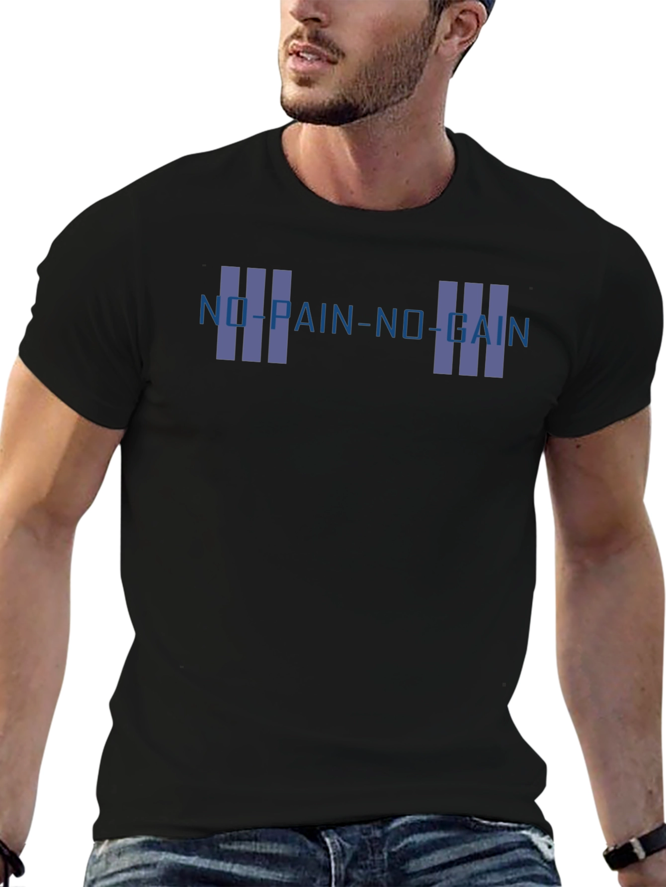 No Pain No Gain Graphic T-Shirt - Black