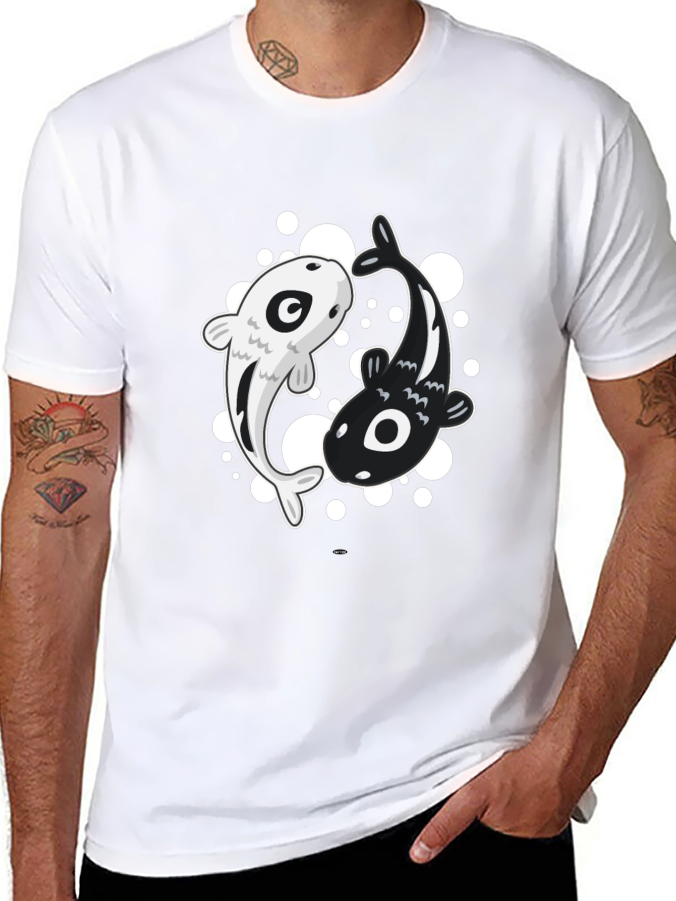 Yin Yang Koi Fish Black T-Shirt