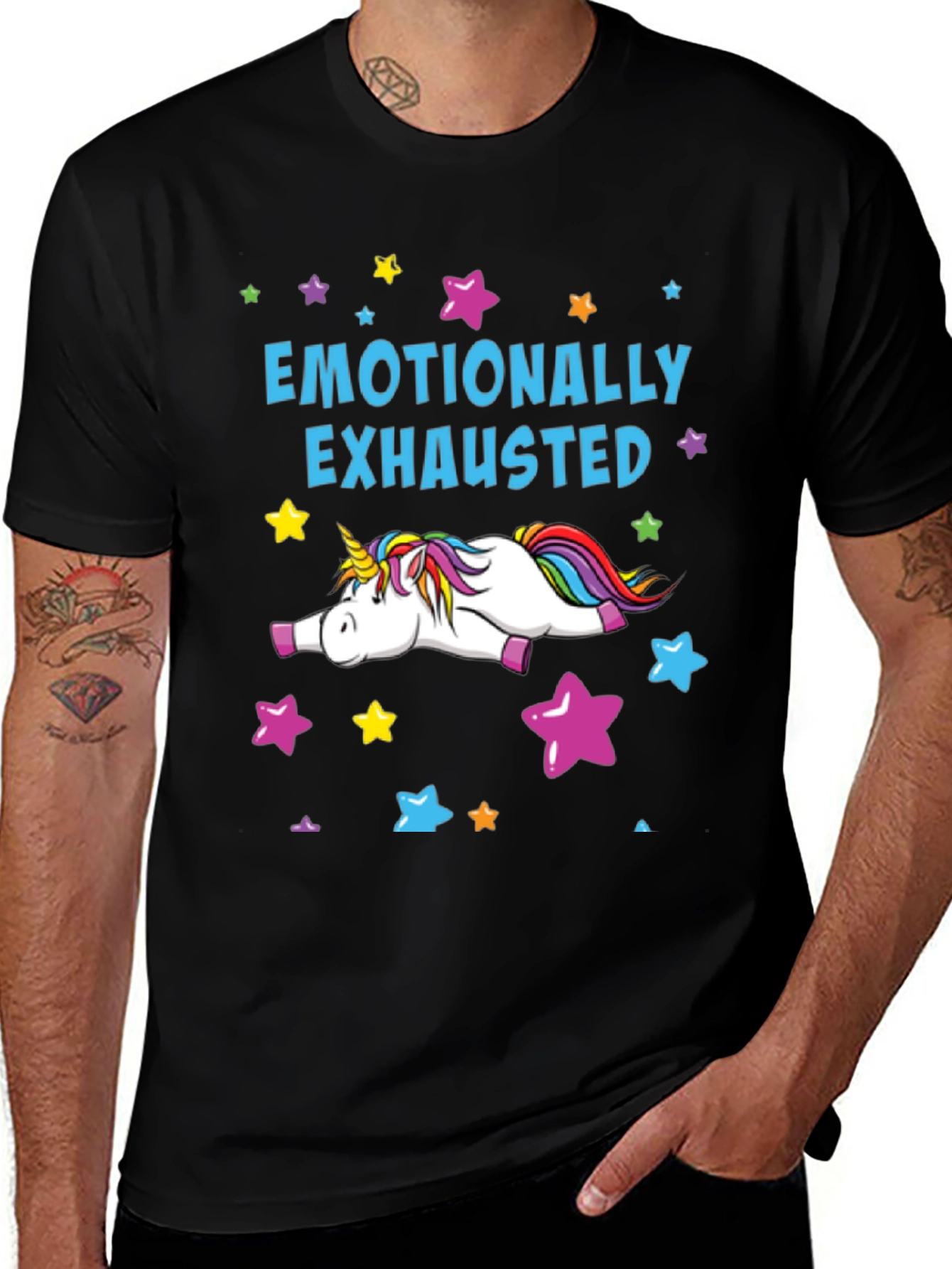 Emotionally Exhausted Unicorn Graphic T-Shirt
