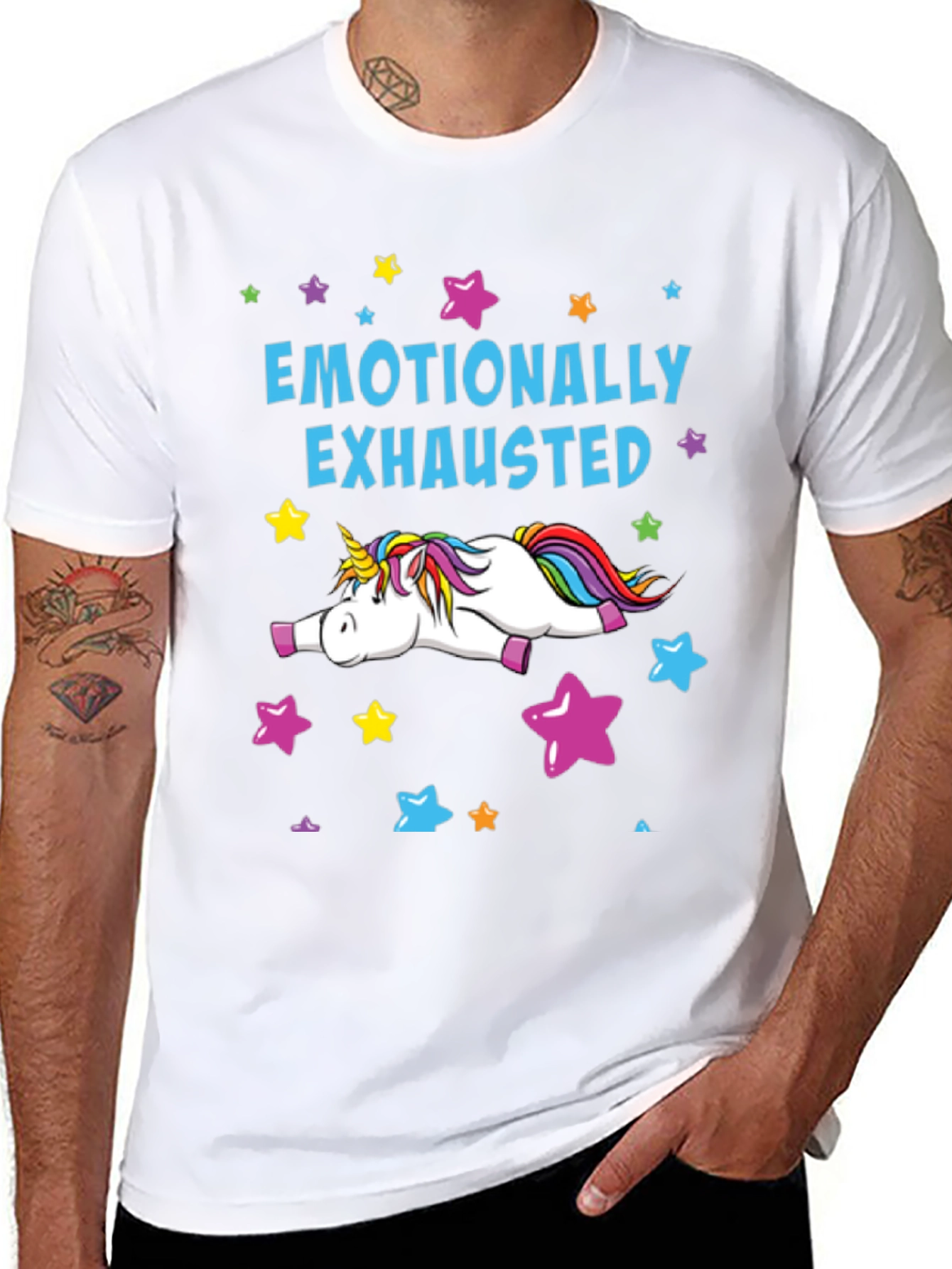 Emotionally Exhausted Unicorn Graphic T-Shirt