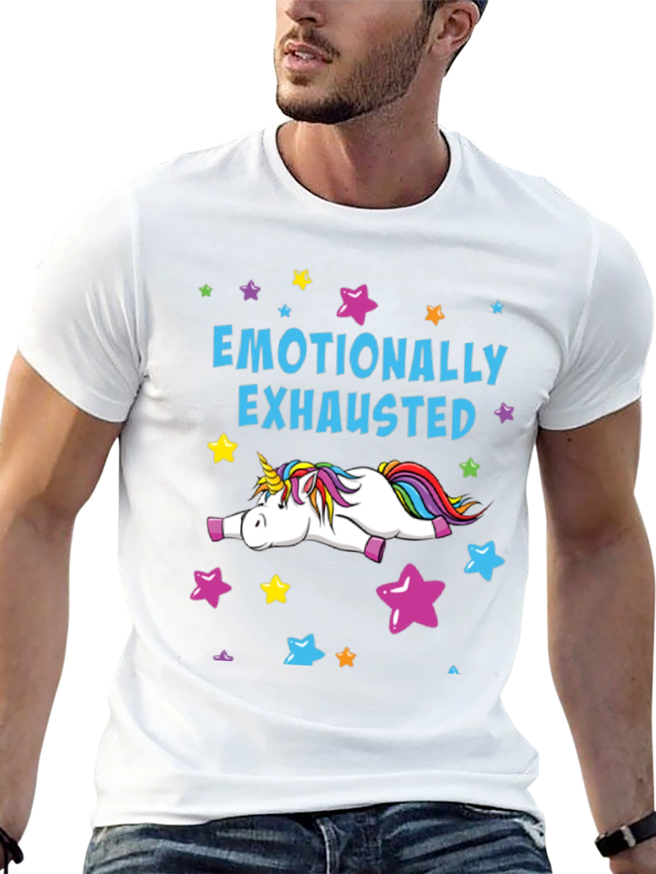 Emotionally Exhausted Unicorn Graphic T-Shirt