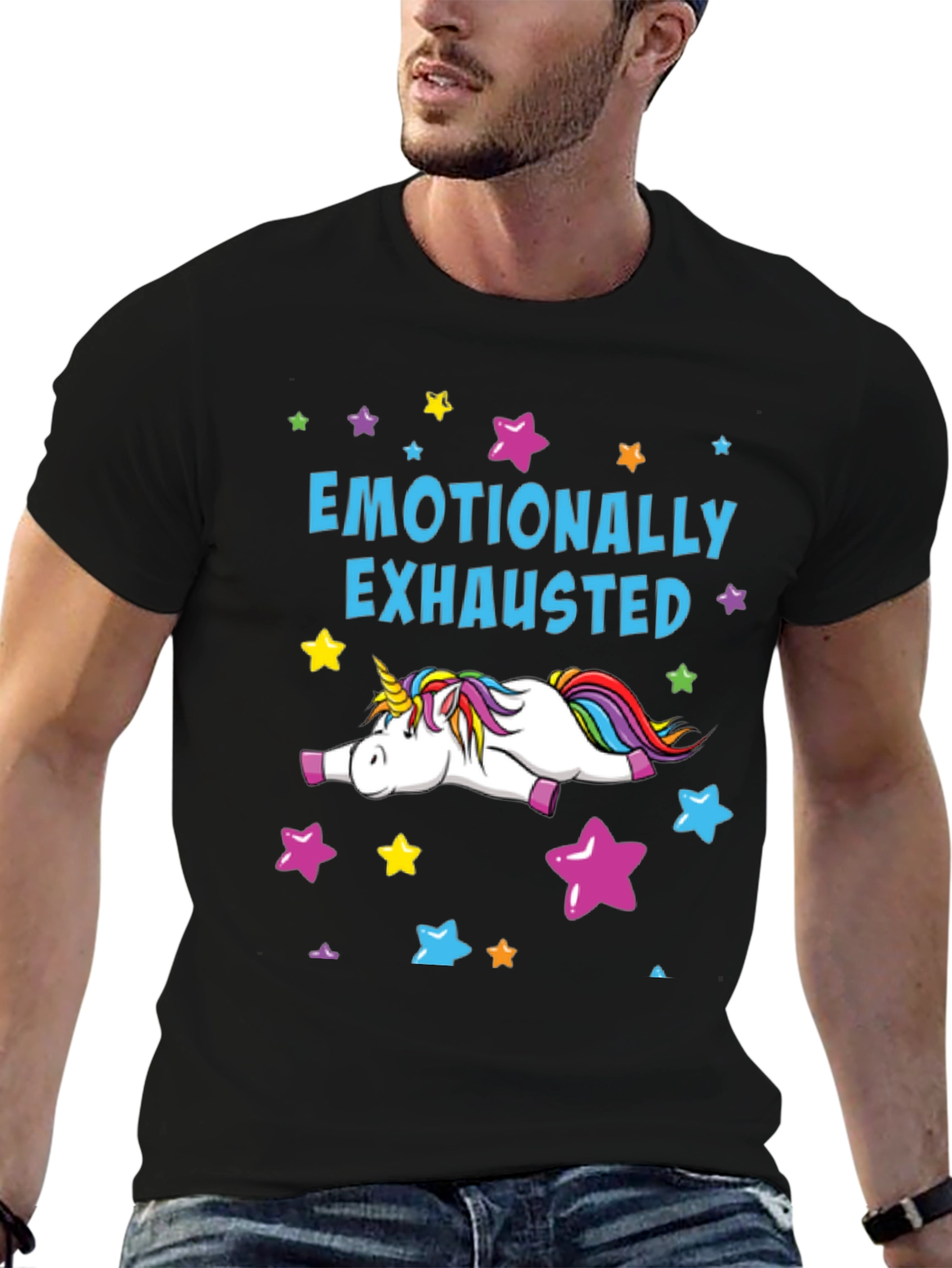 Emotionally Exhausted Unicorn Graphic T-Shirt
