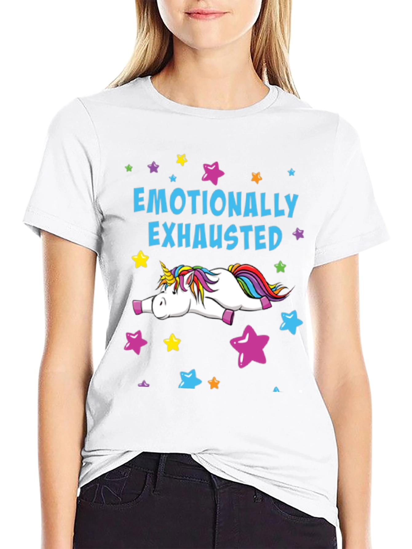 Emotionally Exhausted Unicorn Graphic T-Shirt