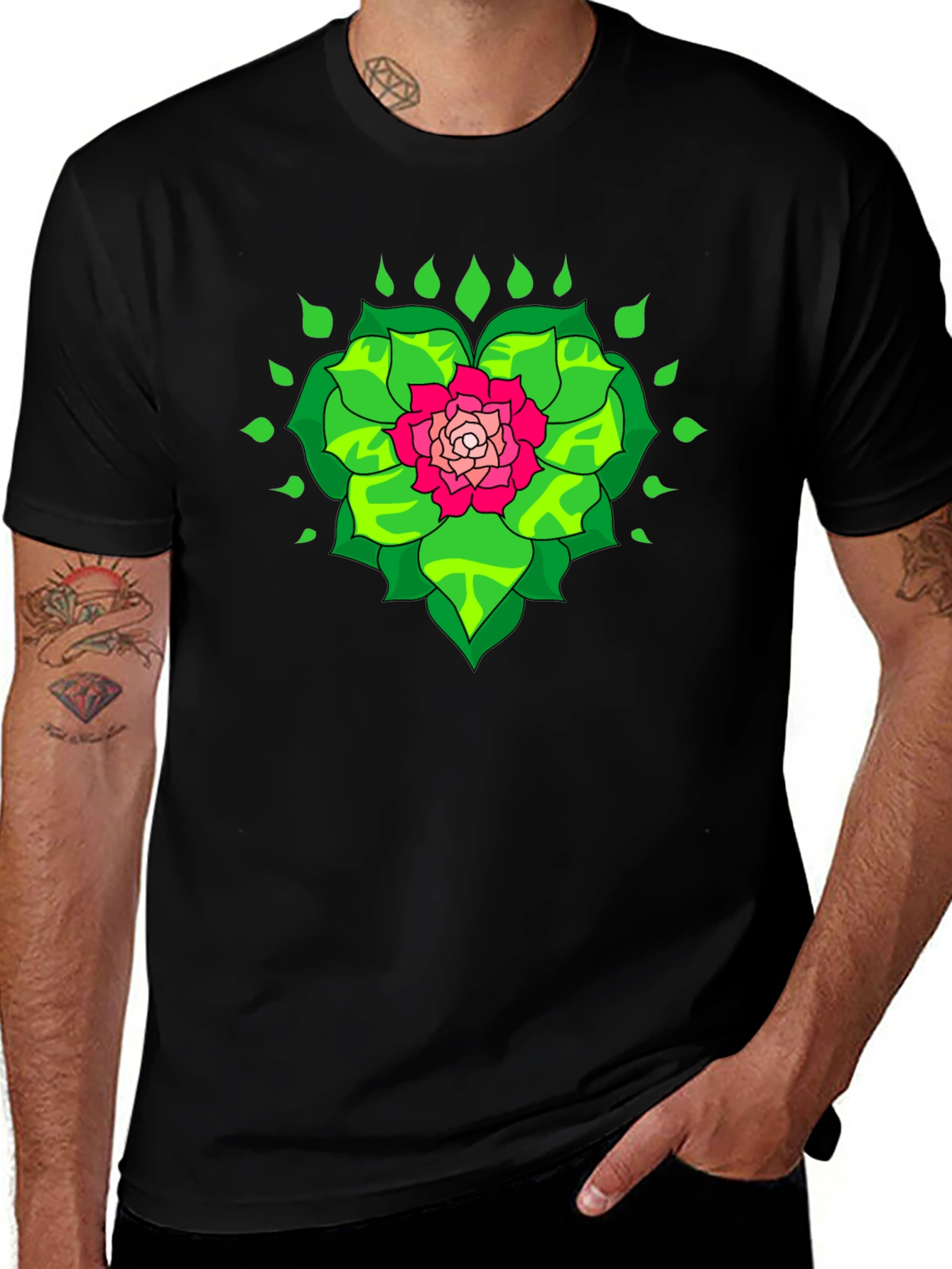 Botanical Blossom Graphic Tee - Black