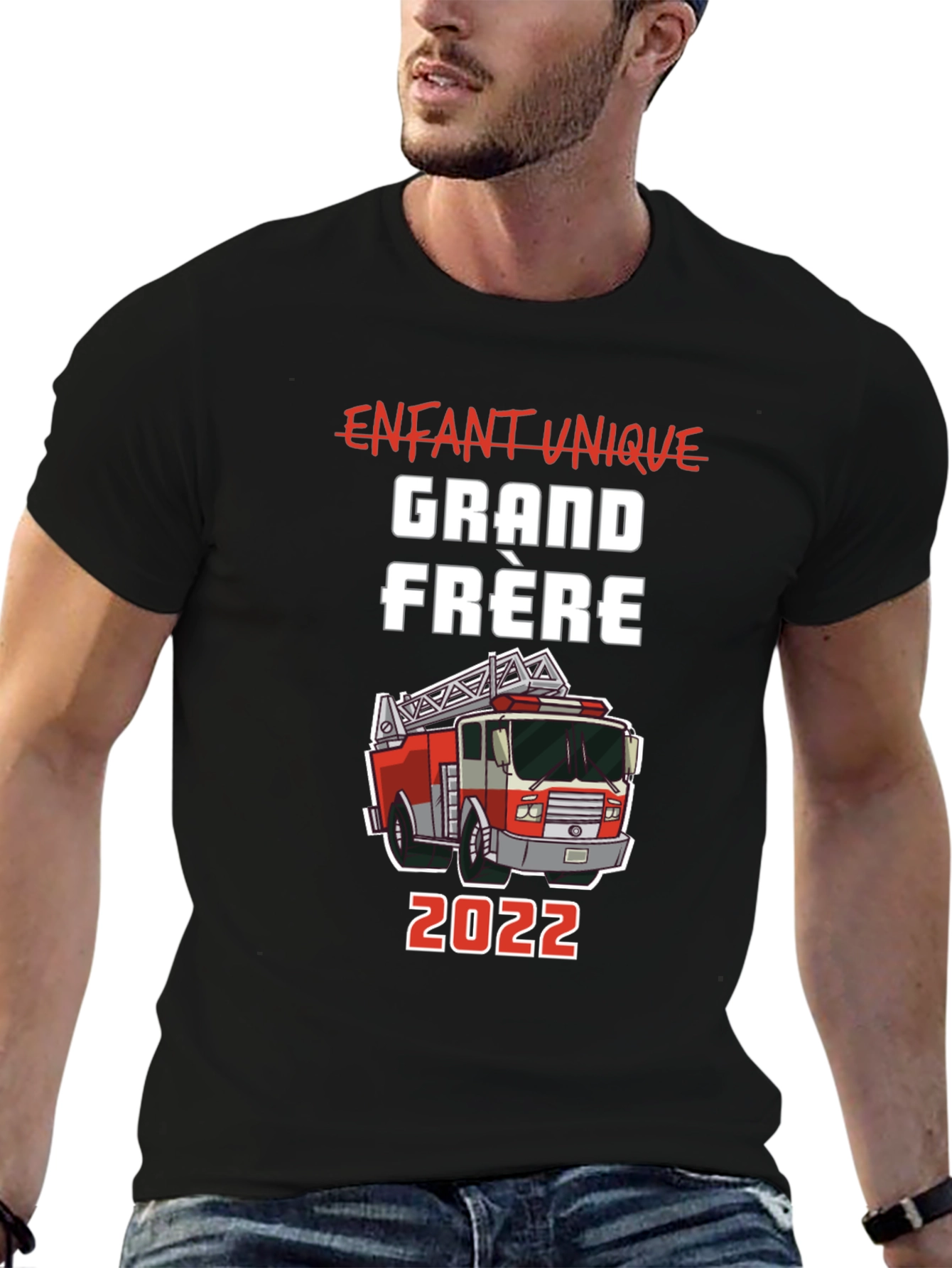 Fire Truck Grand Frère Black T-Shirt