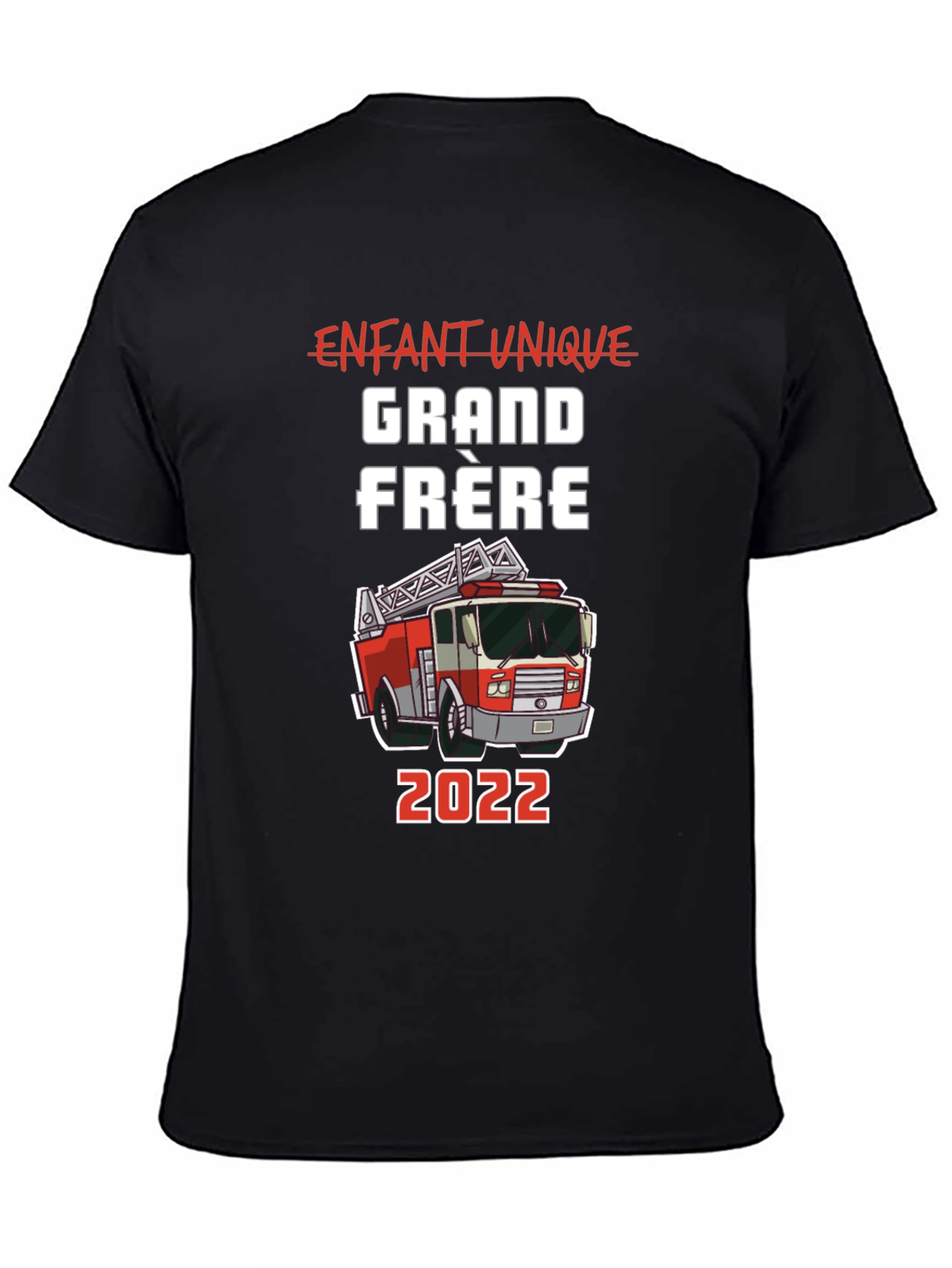 Fire Truck Grand Frère Black T-Shirt