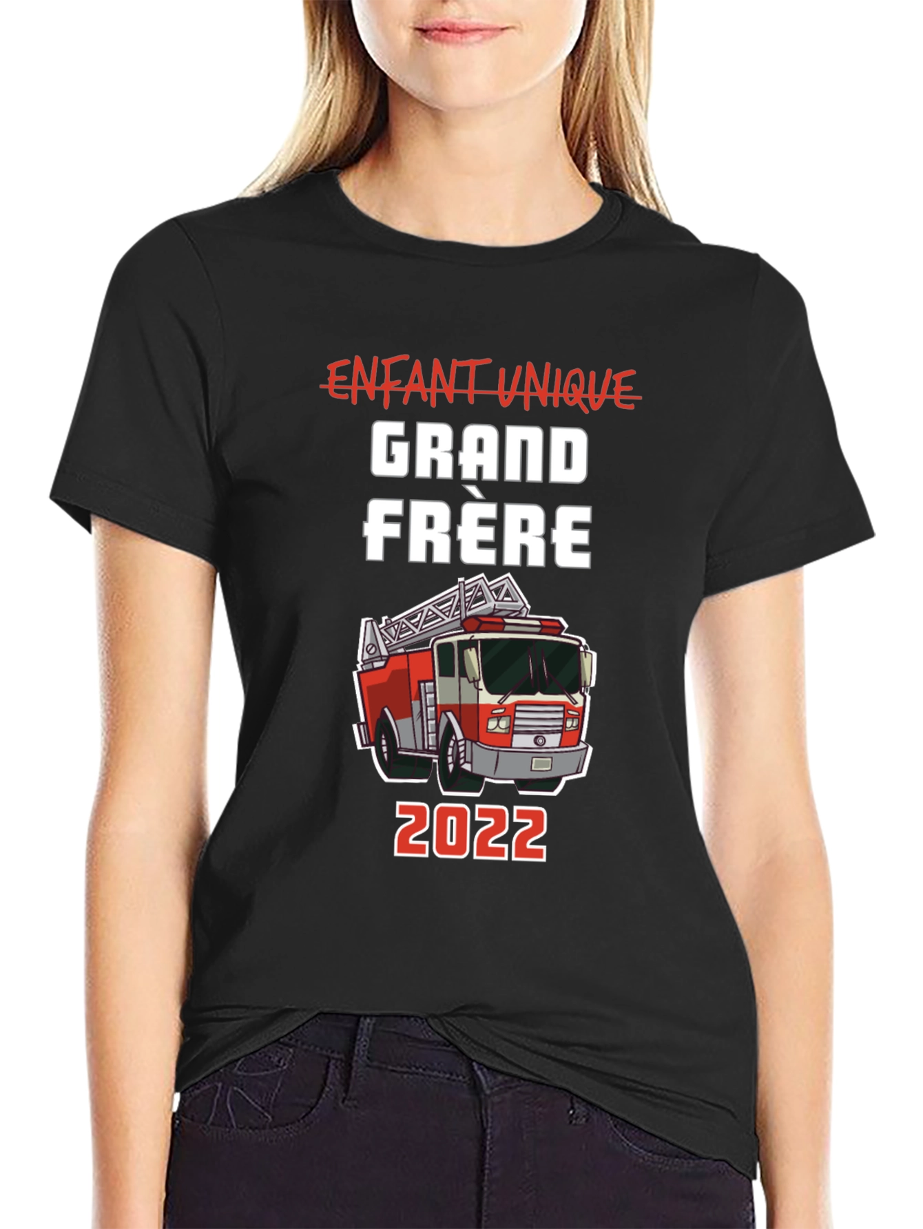 Fire Truck Grand Frère Black T-Shirt