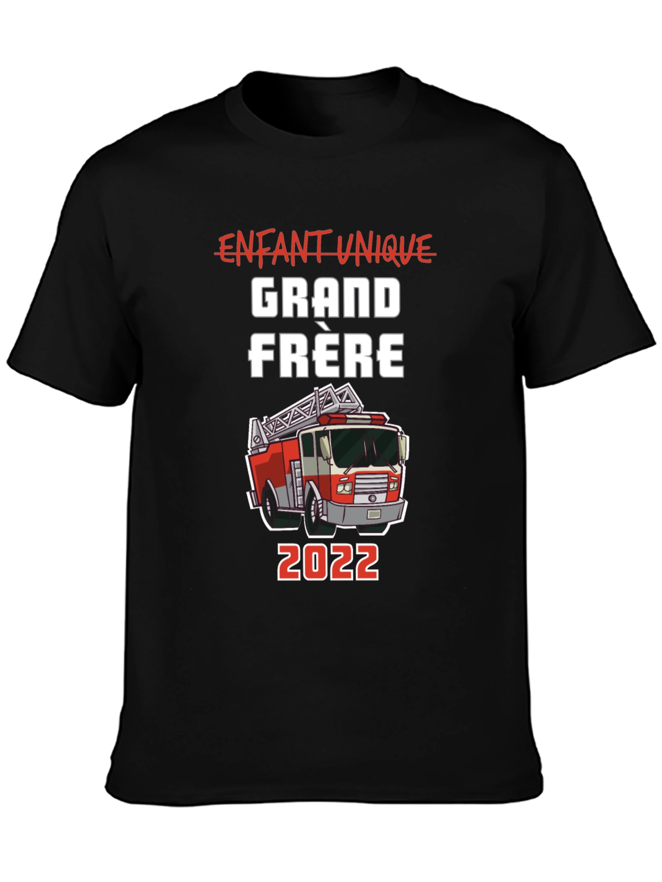 Fire Truck Grand Frère Black T-Shirt
