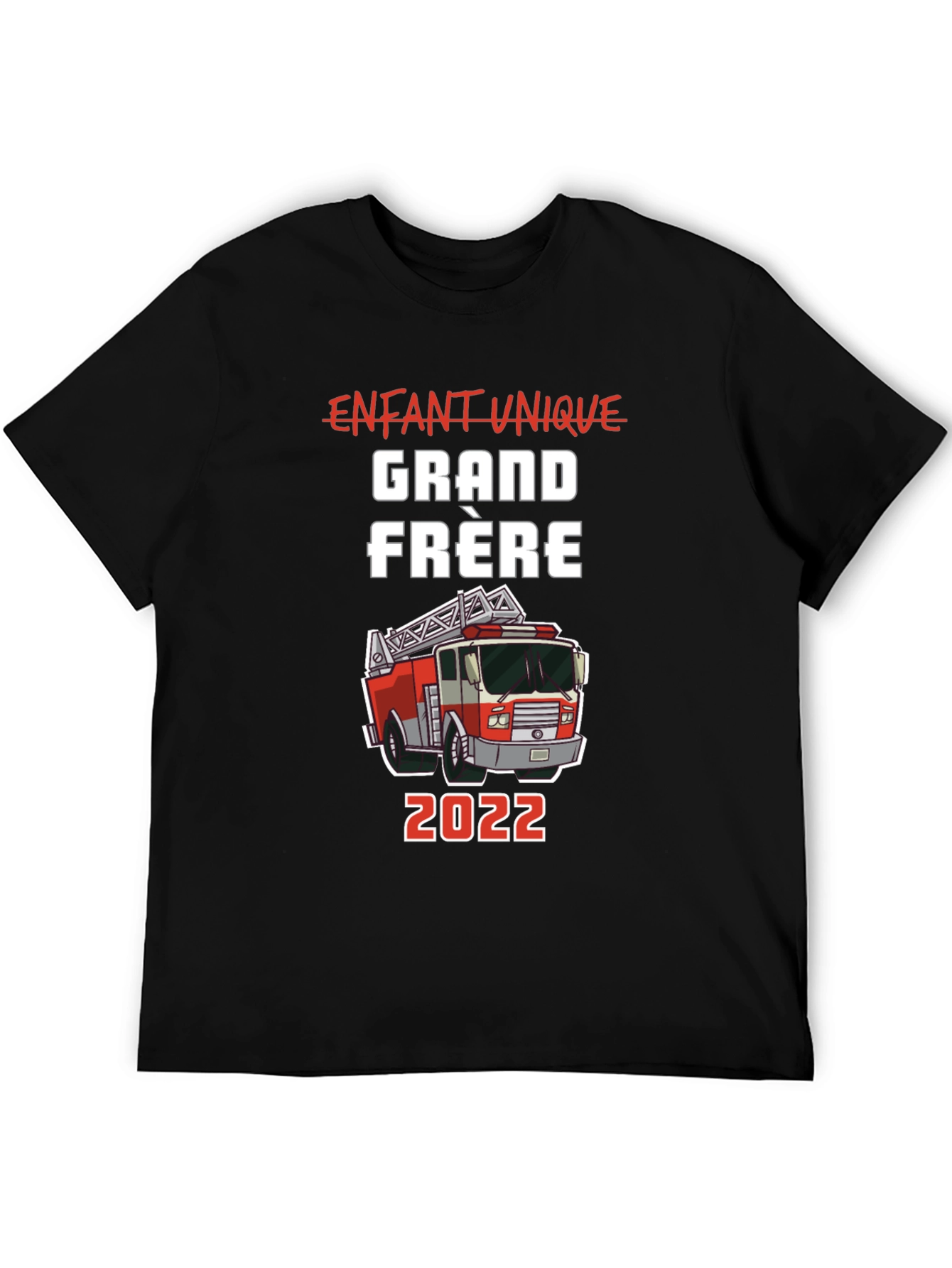 Fire Truck Grand Frère Black T-Shirt