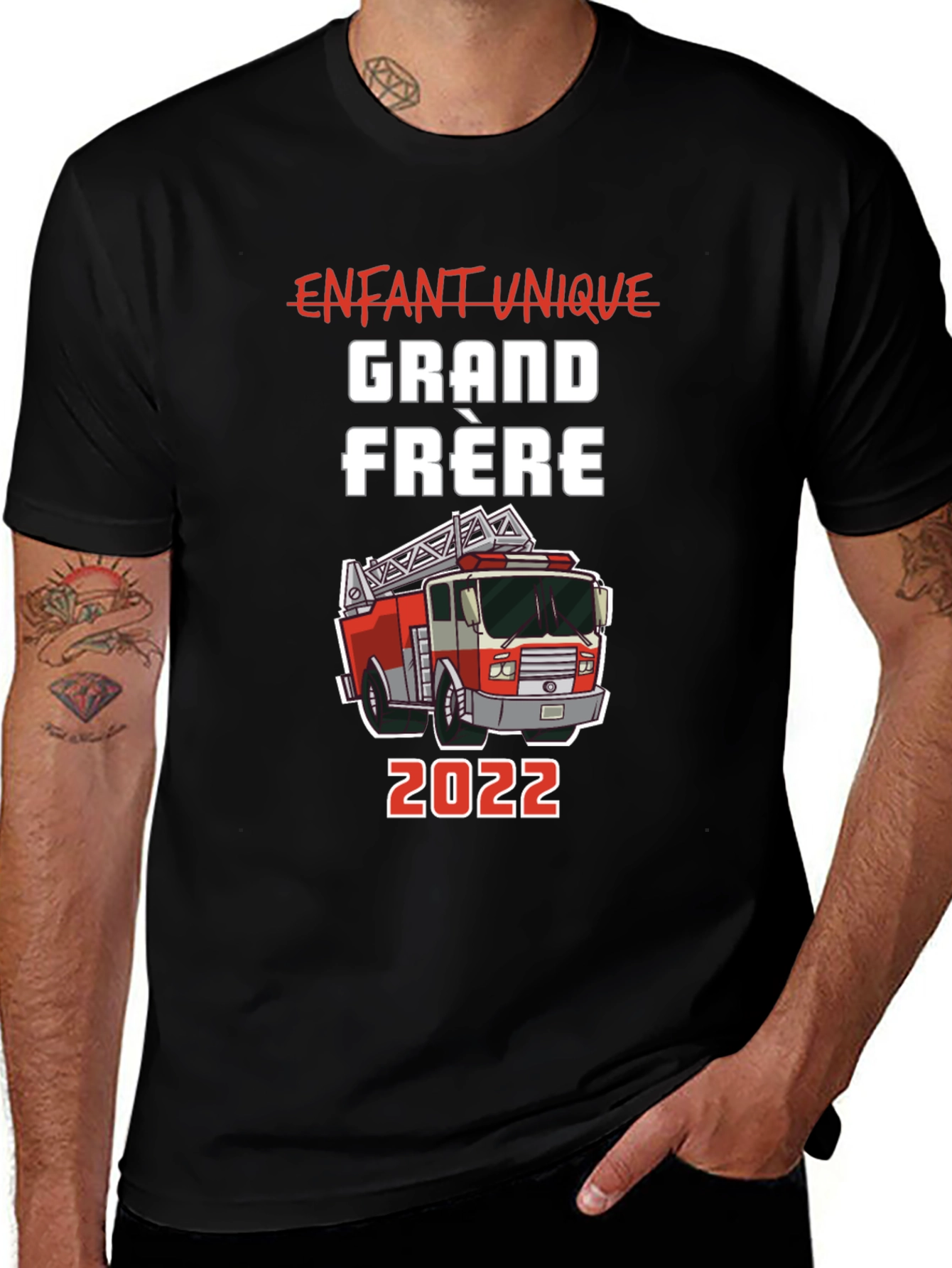Fire Truck Grand Frère Black T-Shirt
