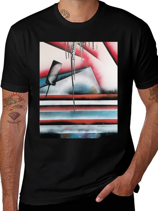 Abstract Graphic Print Tee - Black