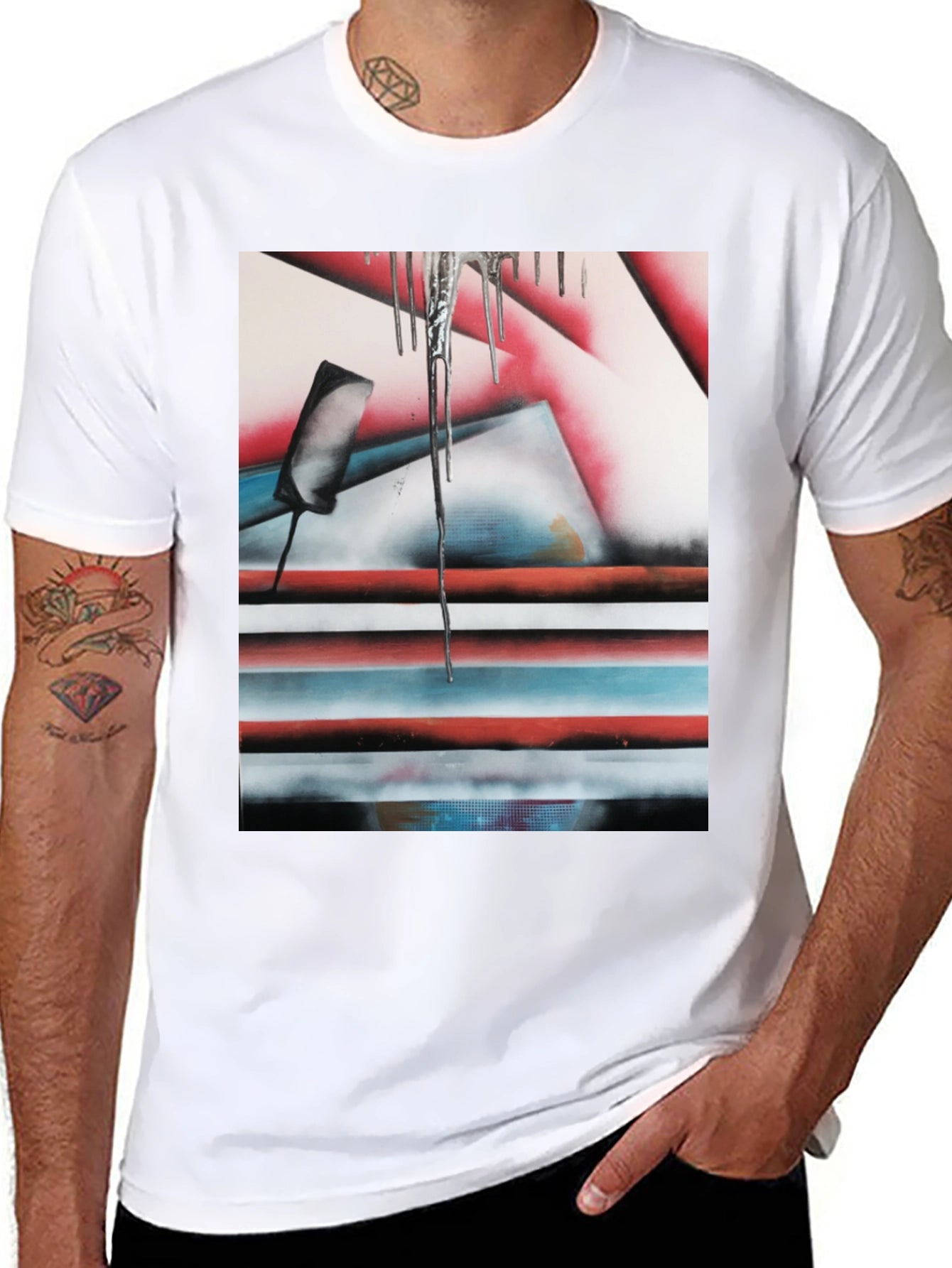 Abstract Graphic Print Tee - Black