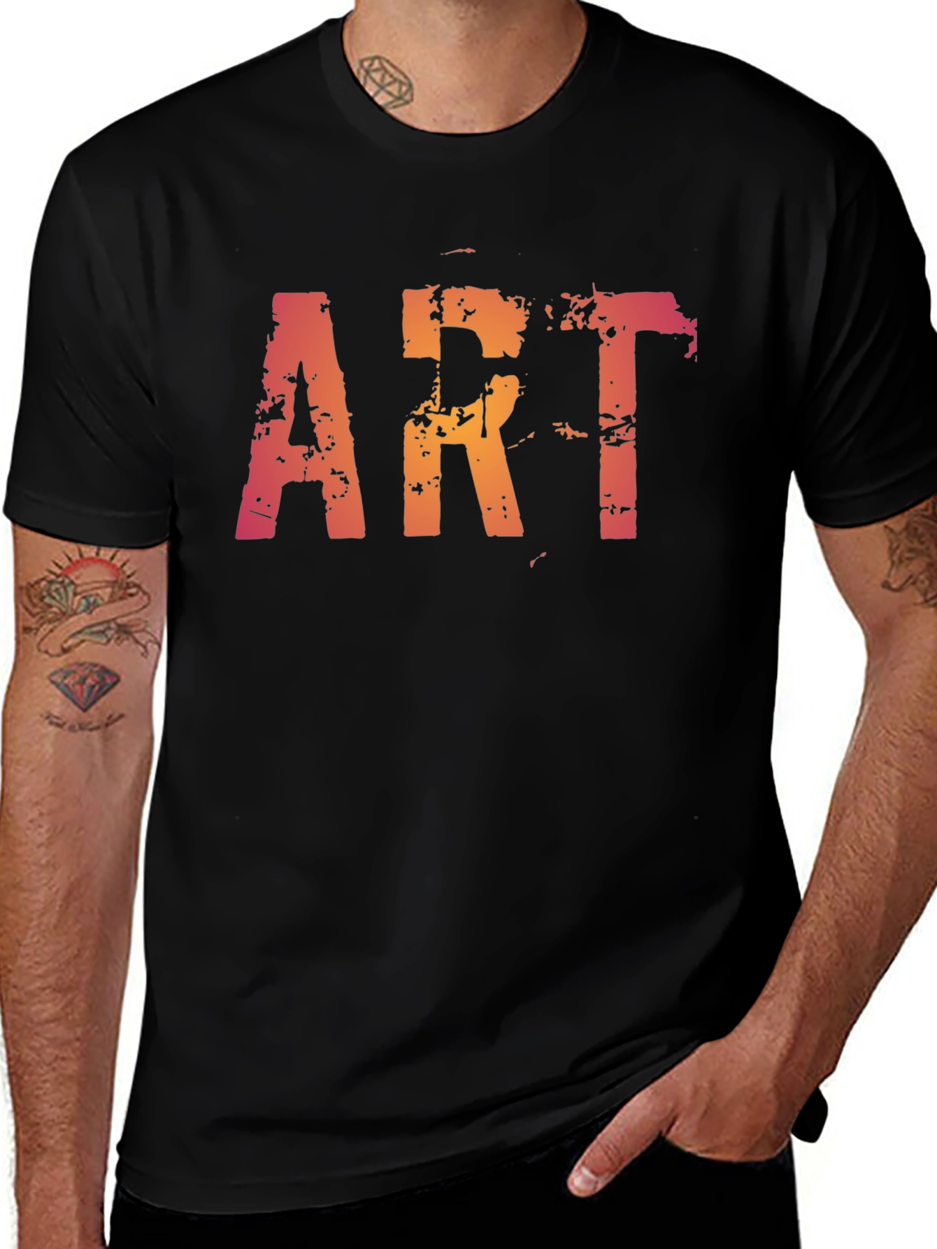 Distressed ART Graphic Black T-Shirt